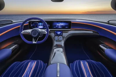 Futuristic Luxury Car Interior With Ocean View