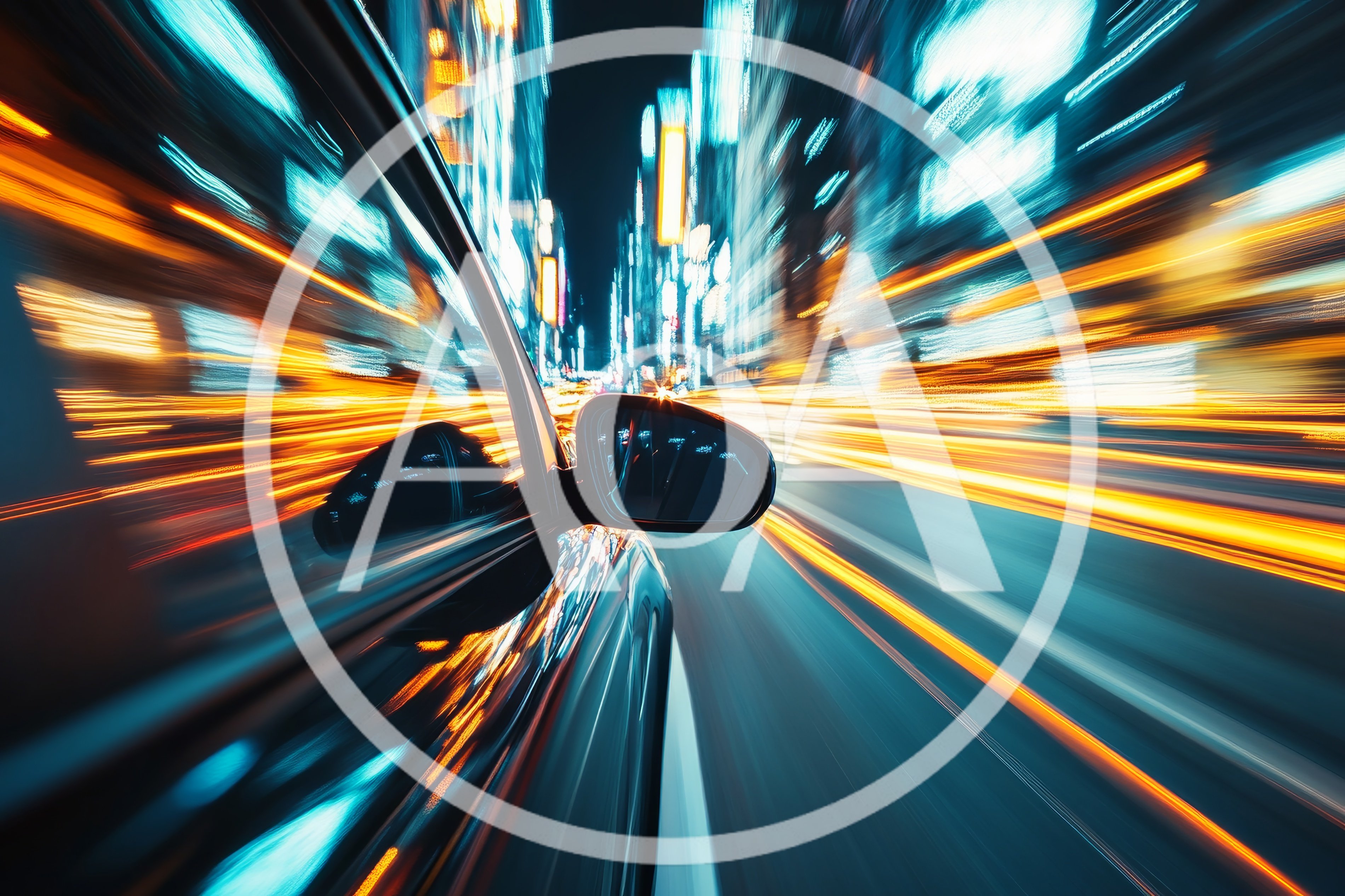 Car Driving Through City Streets At Night With Motion Blur