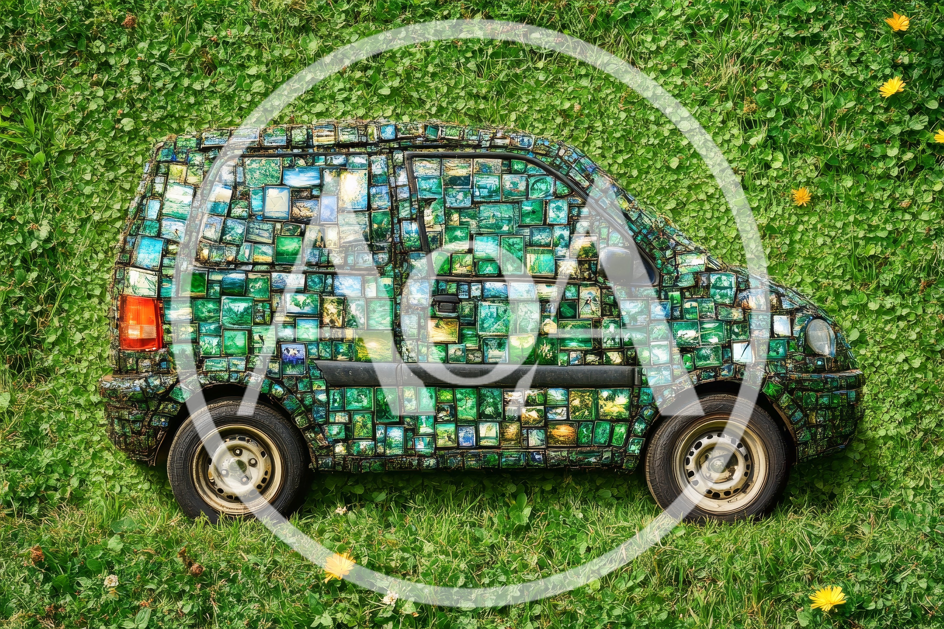 Small Car Covered In Mosaic Landscape Pictures