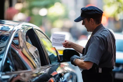 Police Officer Issuing Traffic Citation To Driver