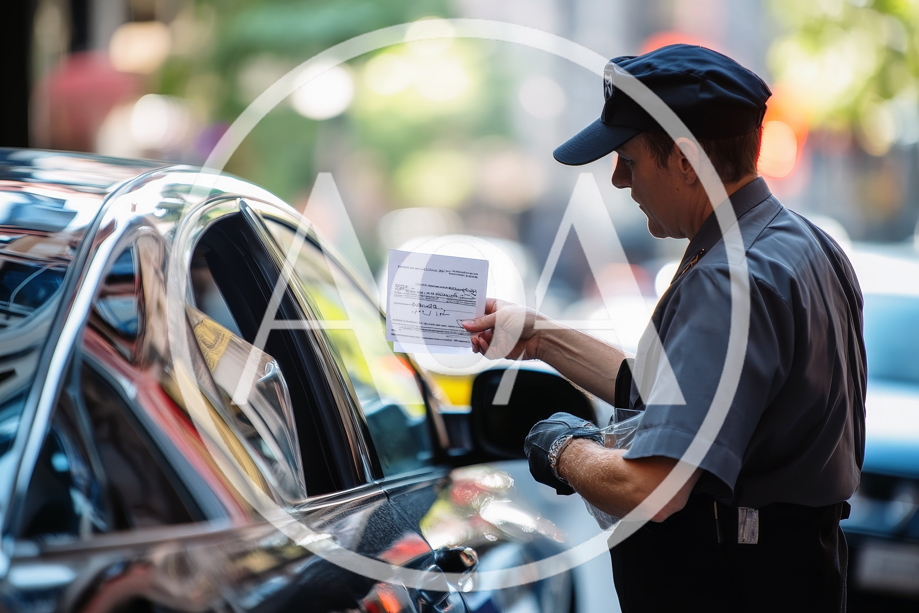 Police Officer Issuing Traffic Citation To Driver