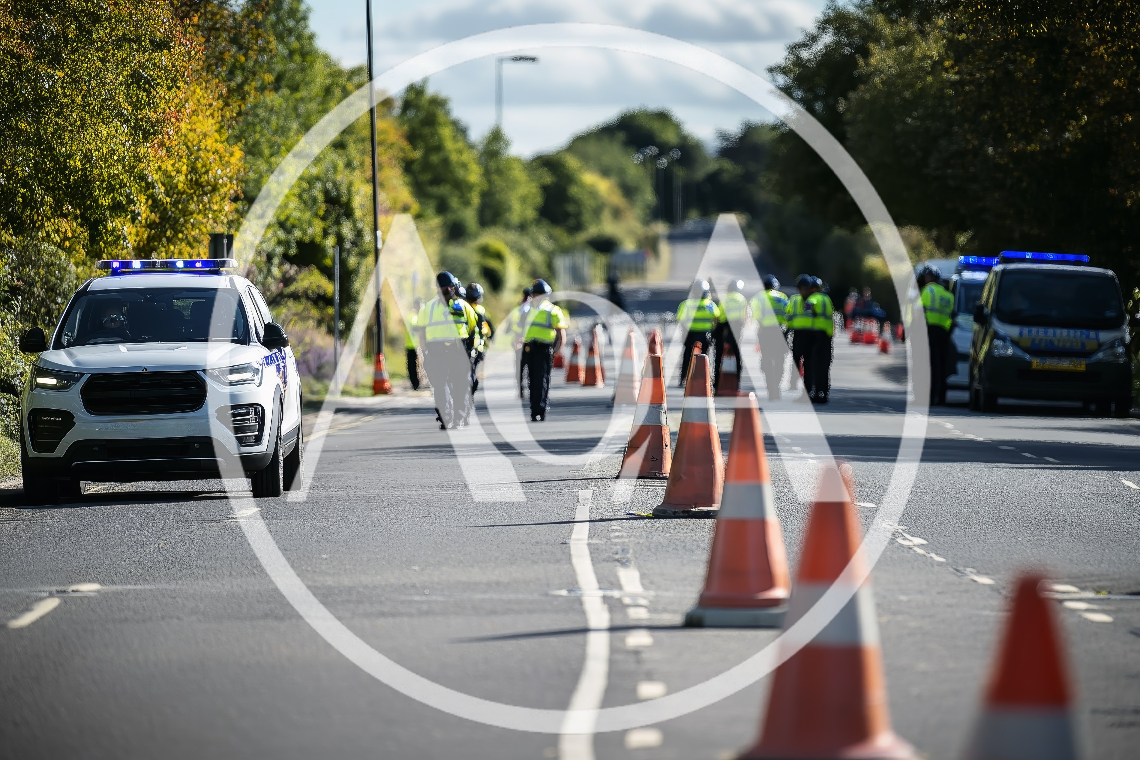 Police Officers Managing Traffic at Roadside Incident