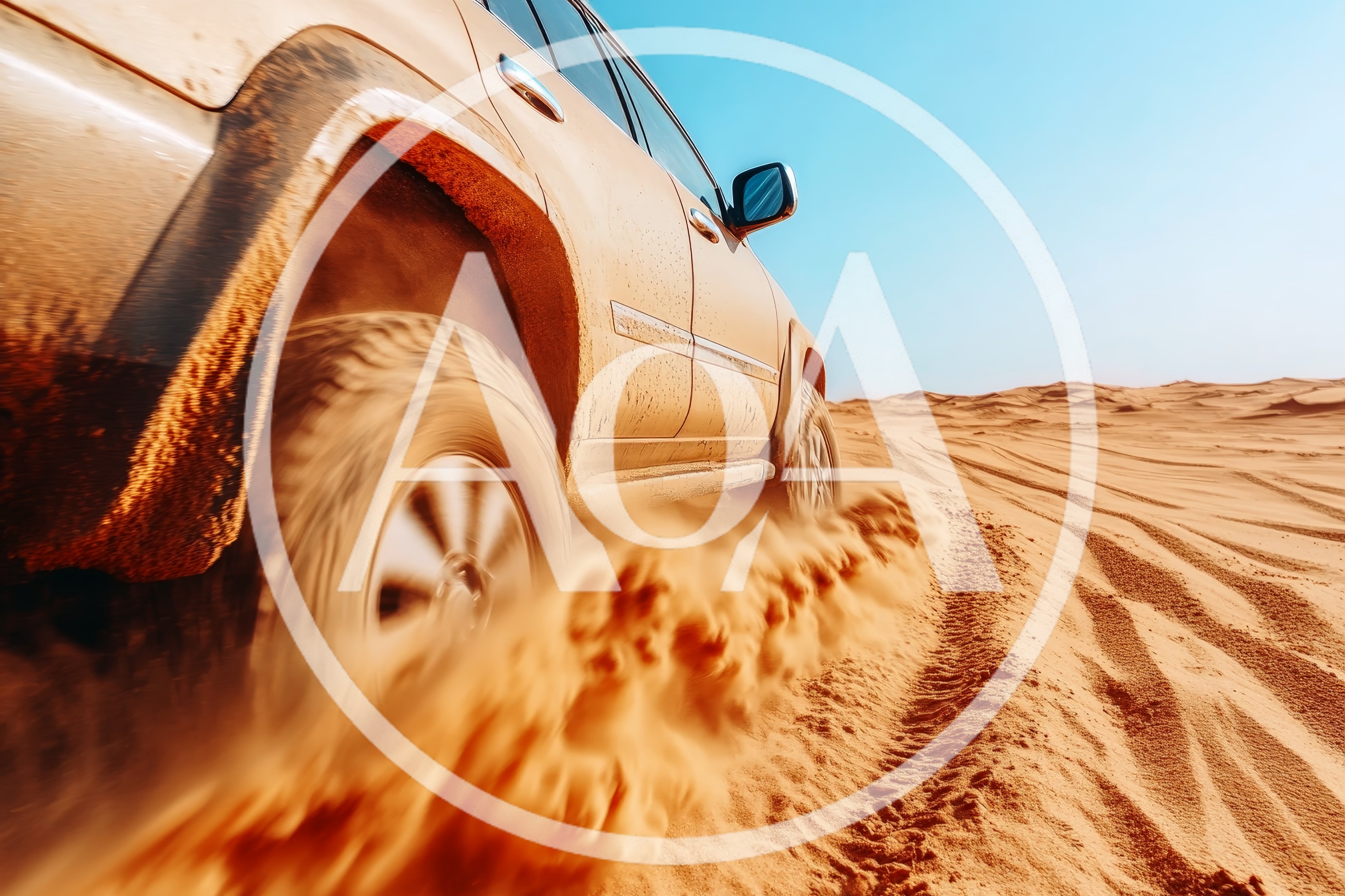 Off-Road SUV Driving Through Desert Sand Dunes