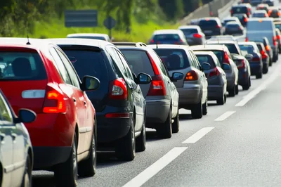 Traffic Jam On A Busy Highway