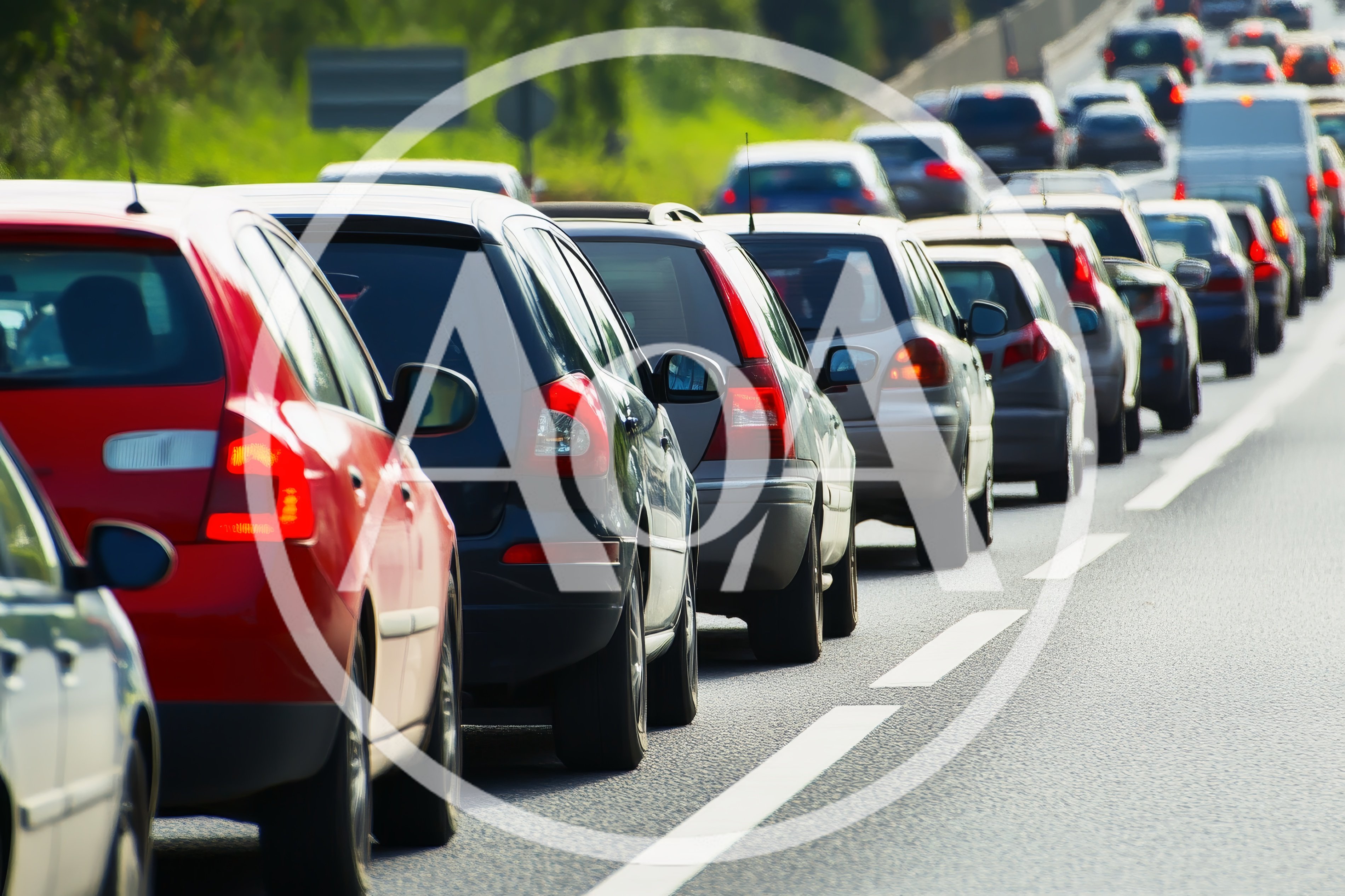 Traffic Jam On A Busy Highway