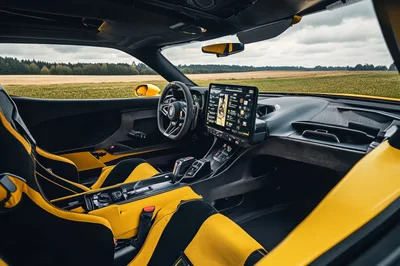 Interior View Of A Modern Yellow Sports Car
