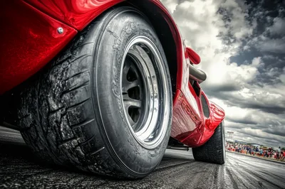 Red Drag Racing Car At The Starting Line