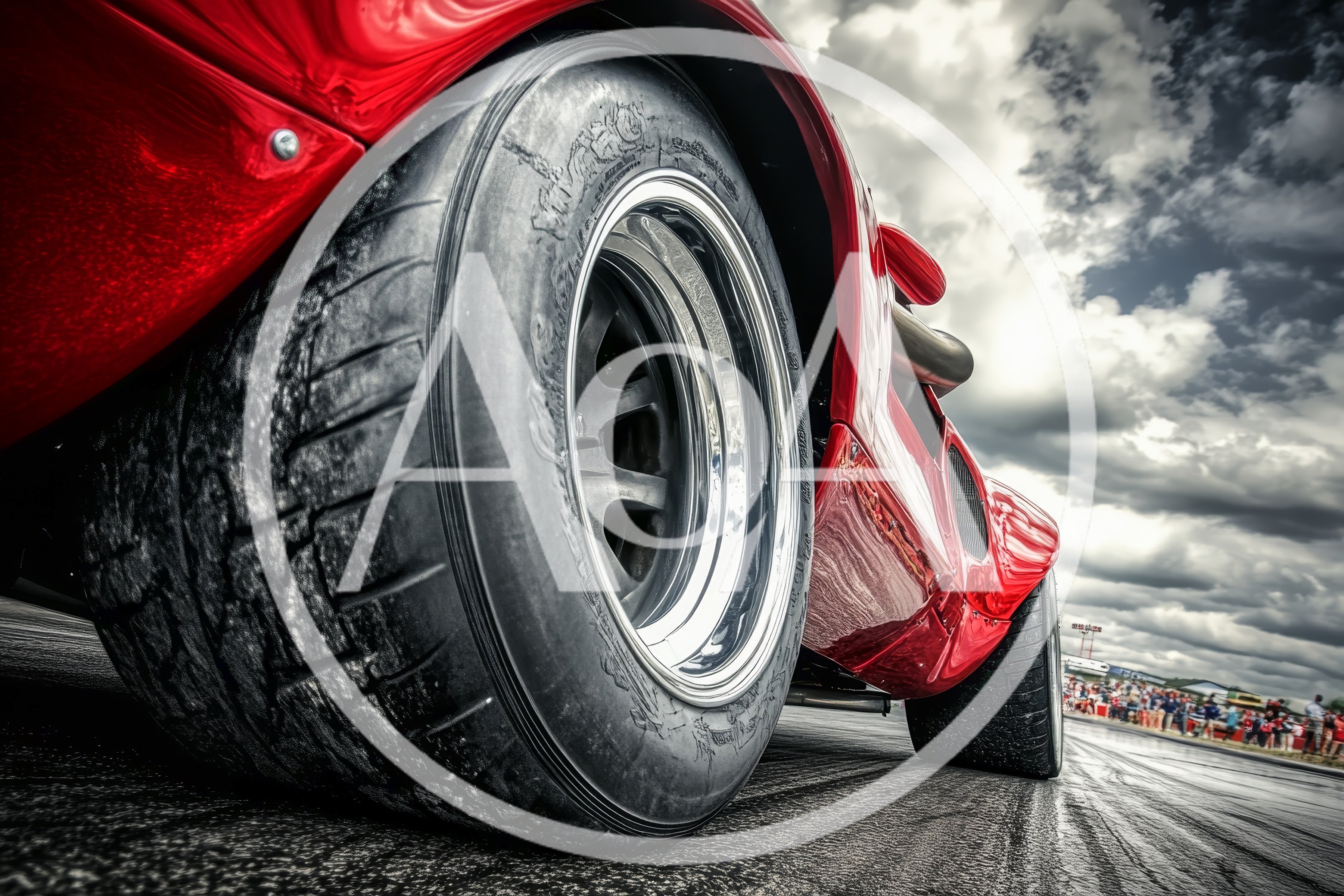 Red Drag Racing Car At The Starting Line
