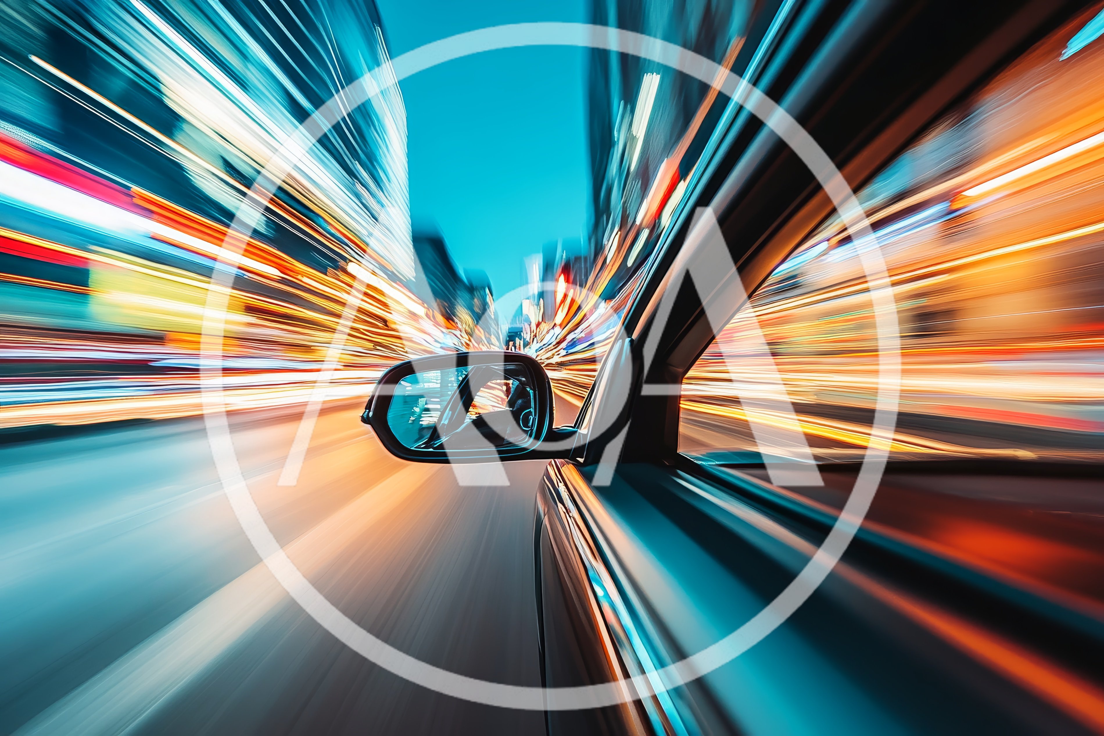 Car Driving Through City Streets At Night