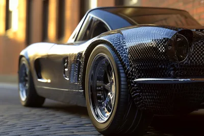 Close Up Of A Custom Carbon Fiber Sports Car