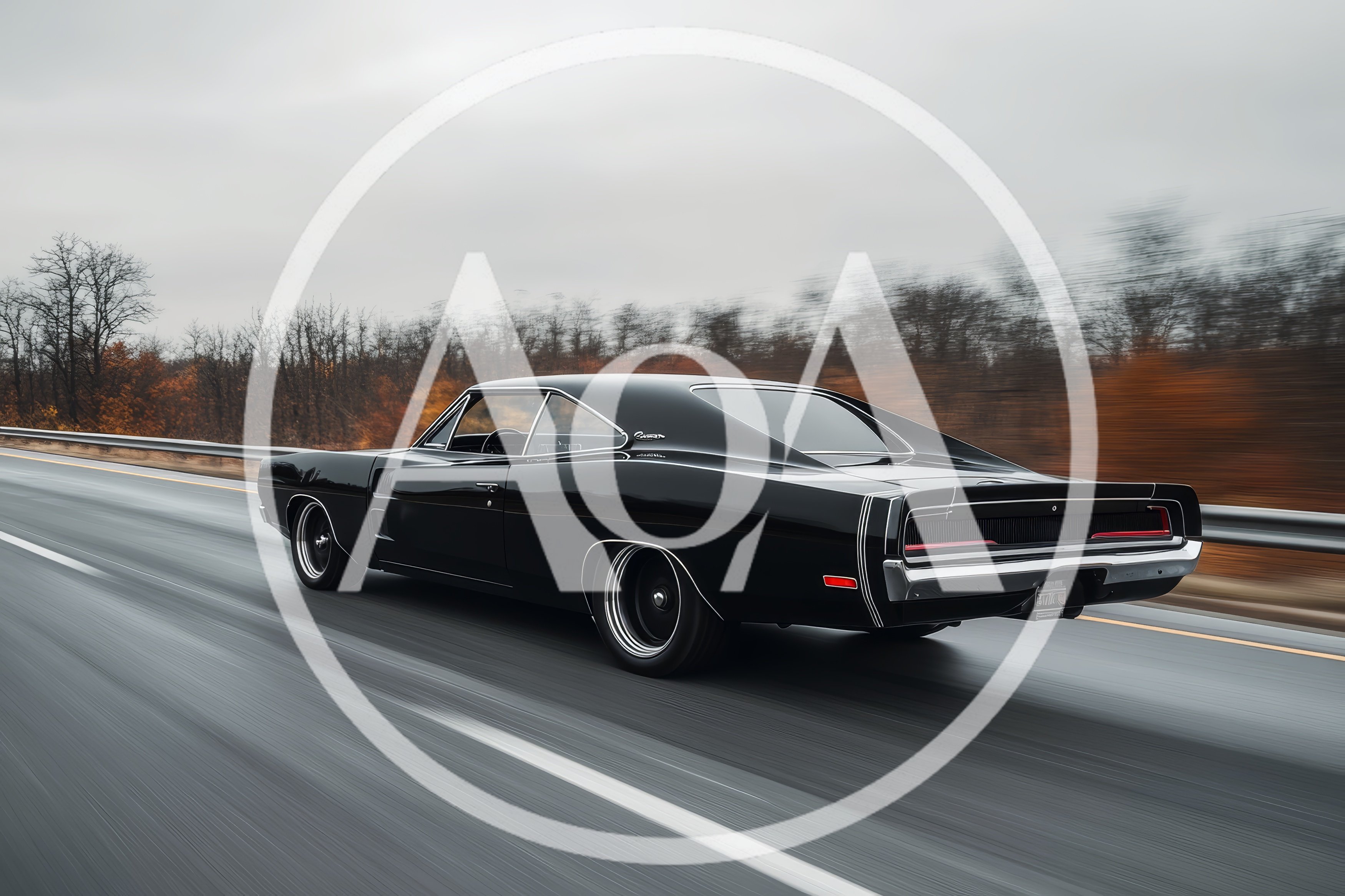 Black Dodge Charger Driving On A Highway