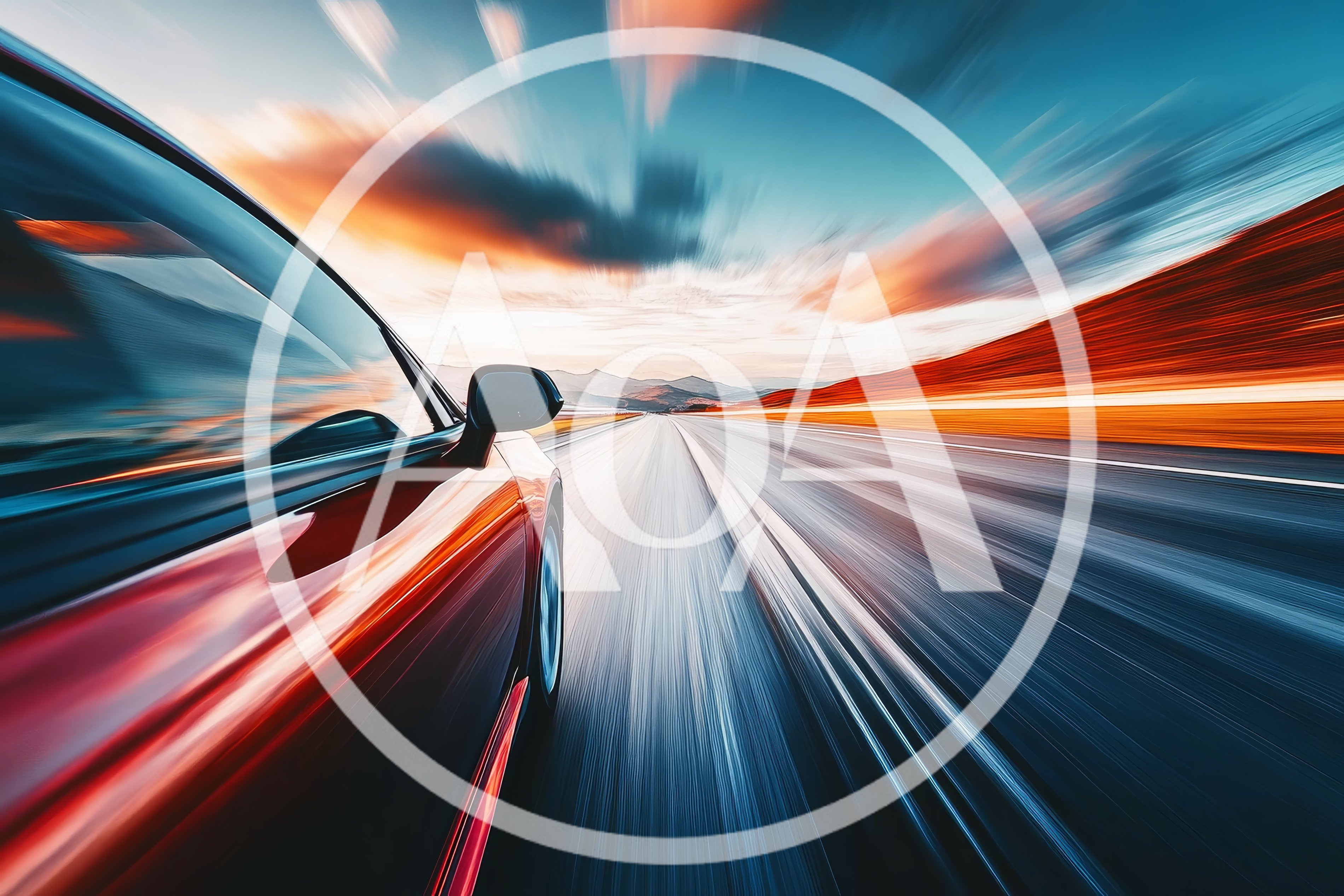 Red Sports Car Driving Fast On Highway