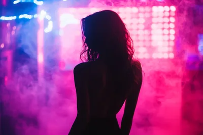 Silhouette Of A Woman In A Nightclub