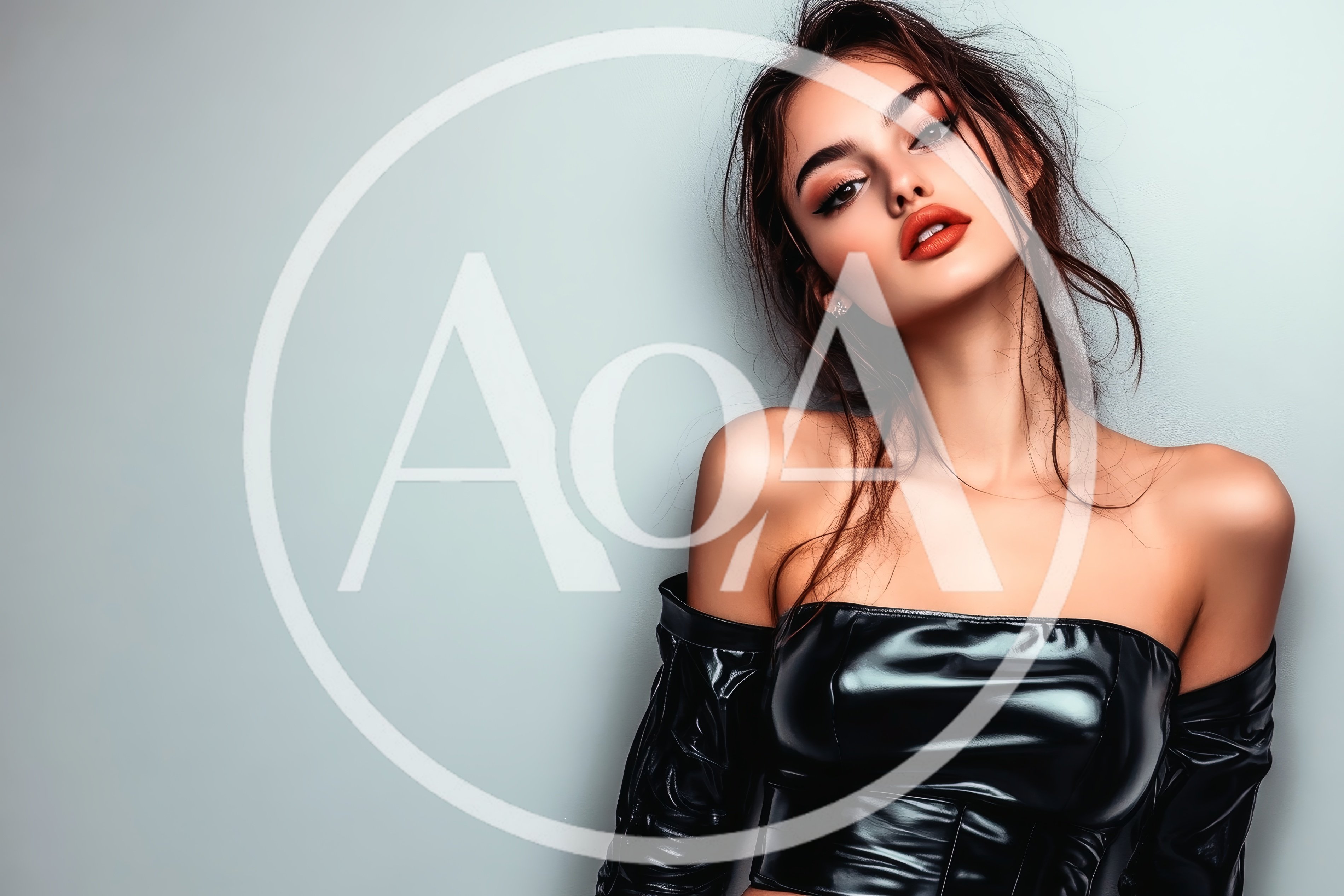Portrait Of A Fashionable Woman In Black Latex