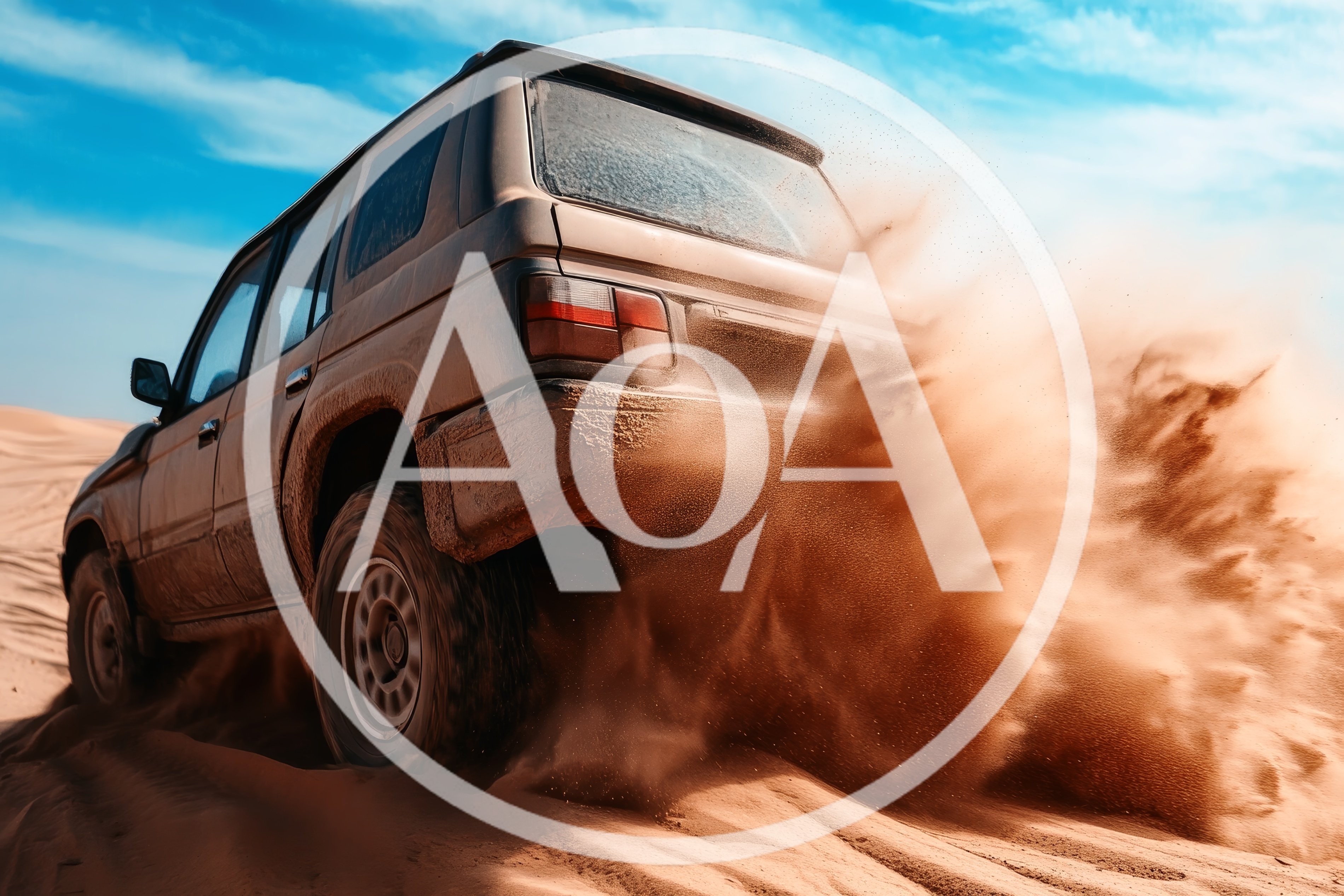 Off-Road SUV Driving Through Desert Sand Dunes
