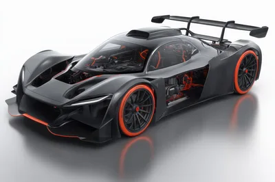 Futuristic Carbon Fiber Supercar Concept Studio Shot
