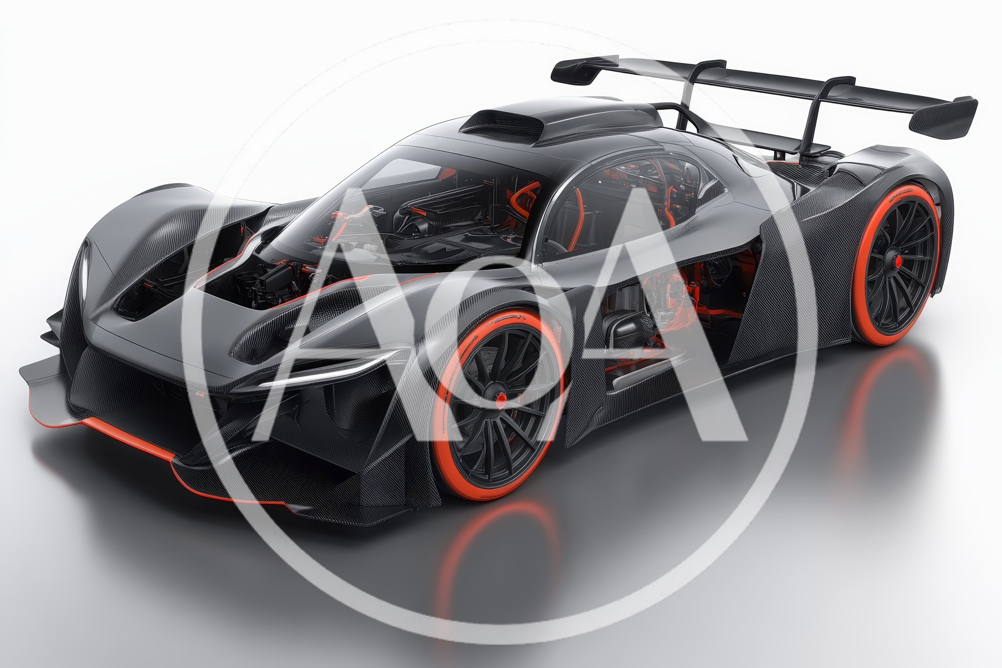 Futuristic Carbon Fiber Supercar Concept Studio Shot