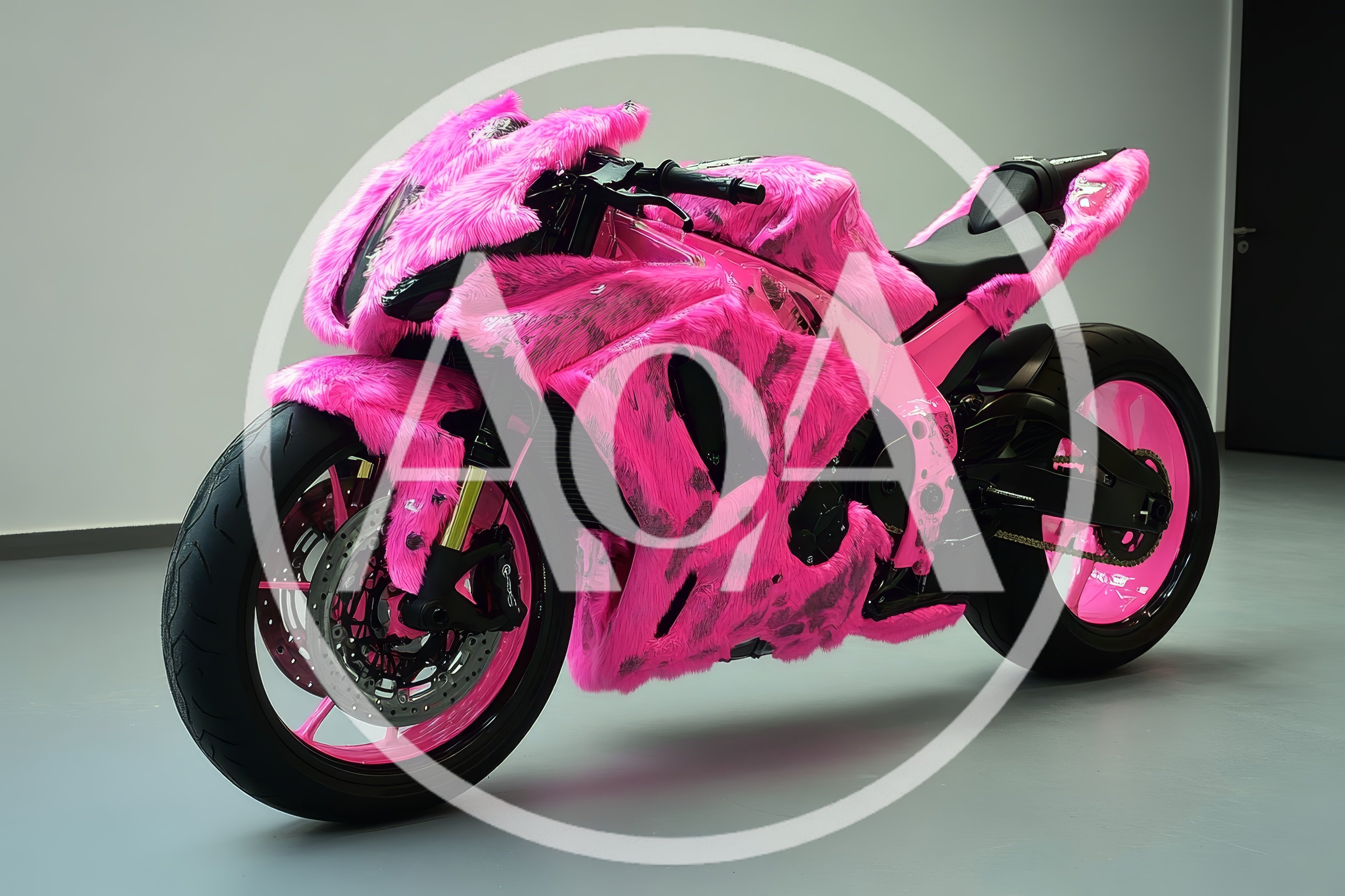Custom Pink Fur Covered Sportbike Motorcycle