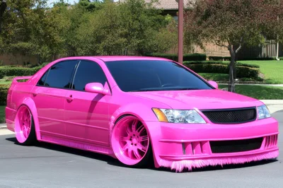 Custom Pink Modified Sedan With Fur Trim