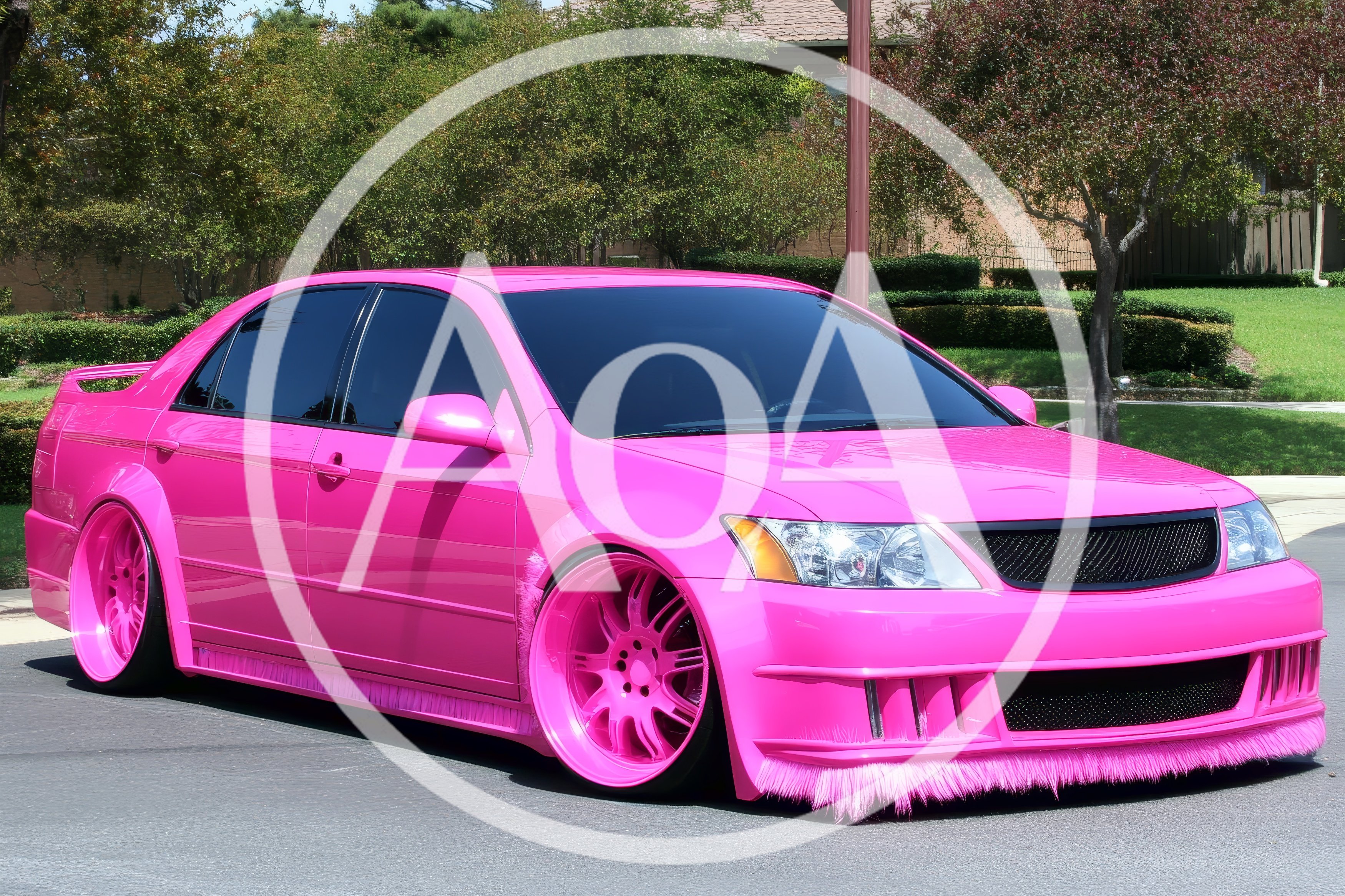 Custom Pink Modified Sedan With Fur Trim