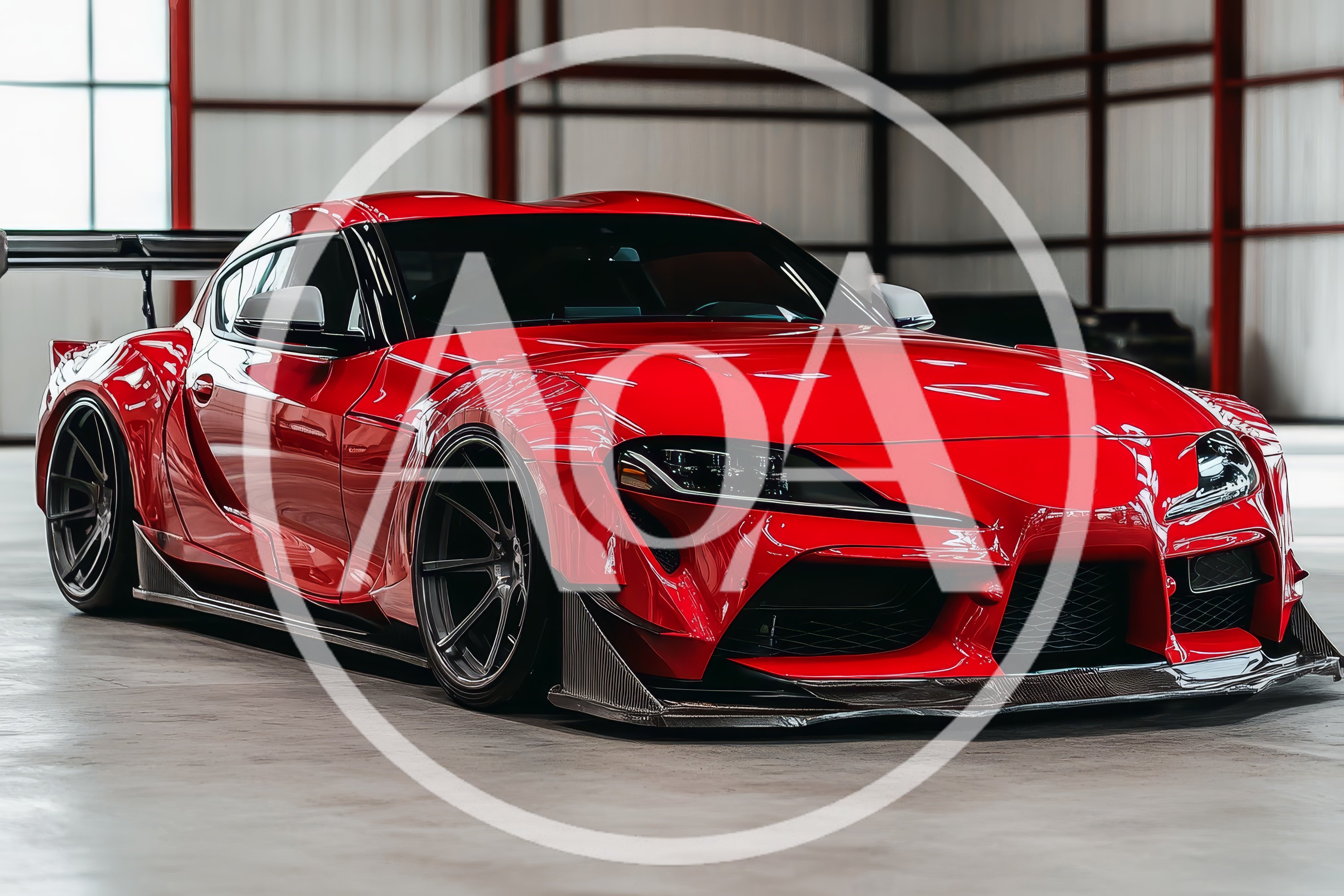 Modified Red Toyota Supra Sports Car