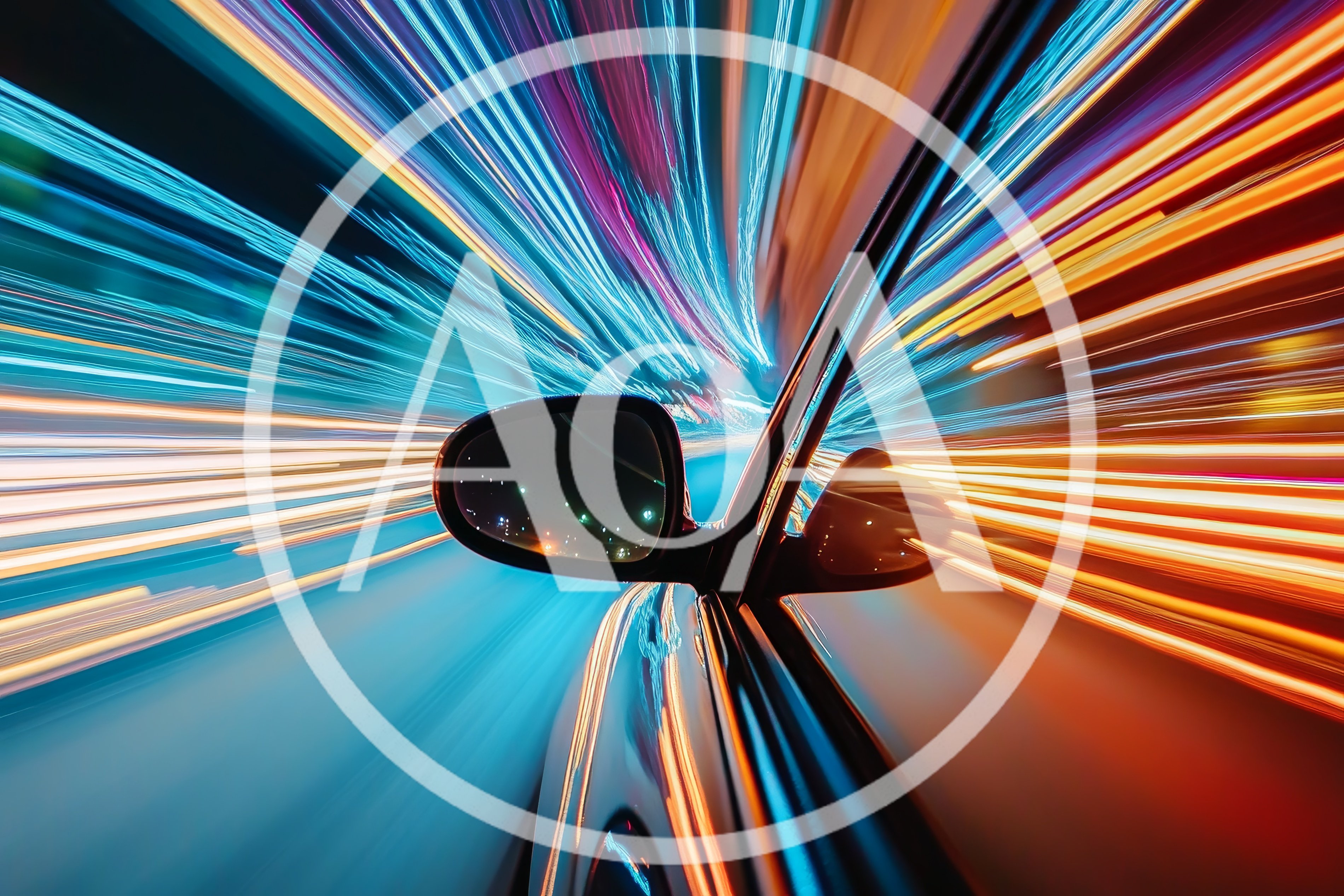 Car Side Mirror View During High Speed Night Drive
