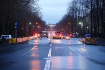 Police Roadblock On A Wet Parisian Street