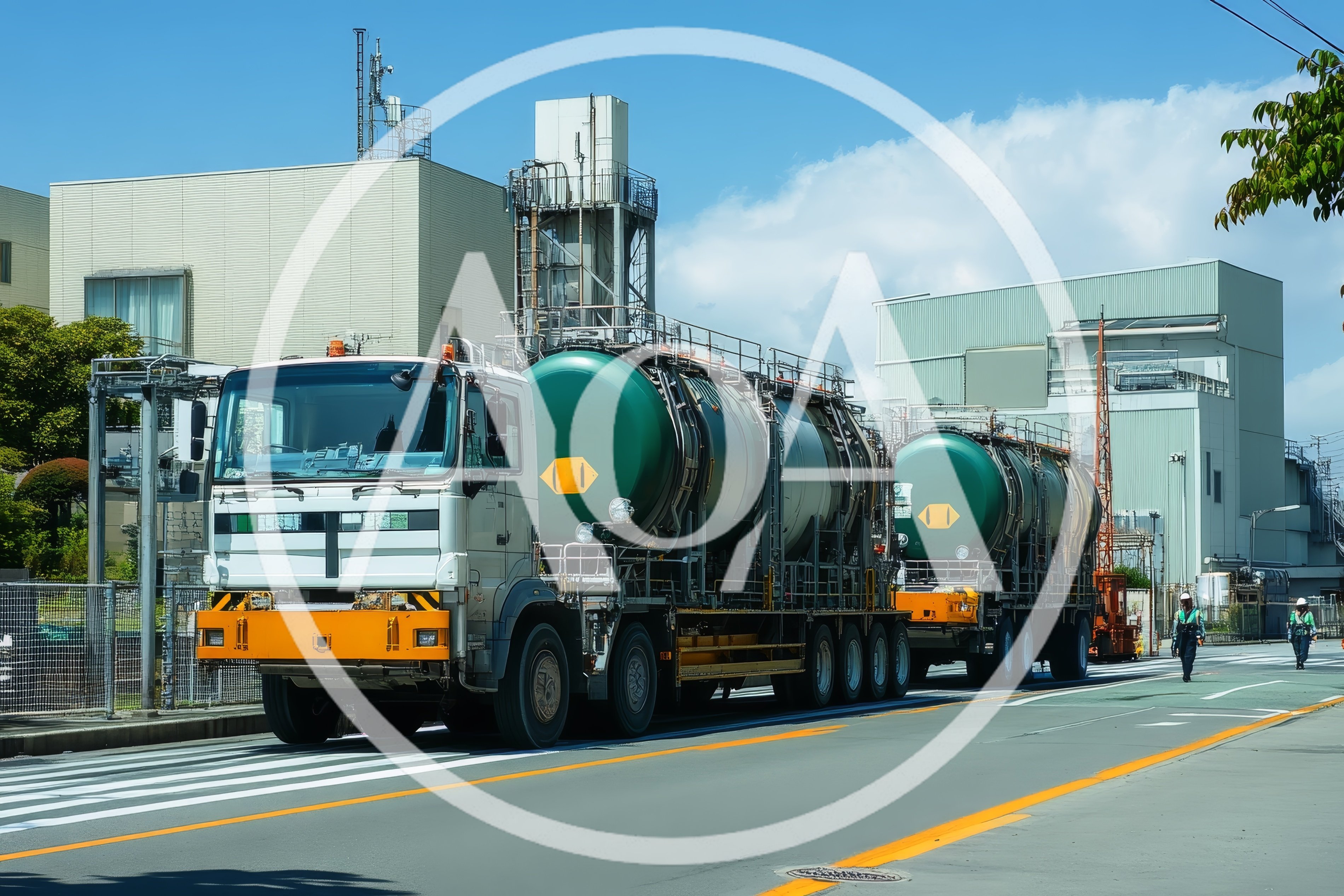 Industrial Tanker Truck Transporting Chemicals On Road