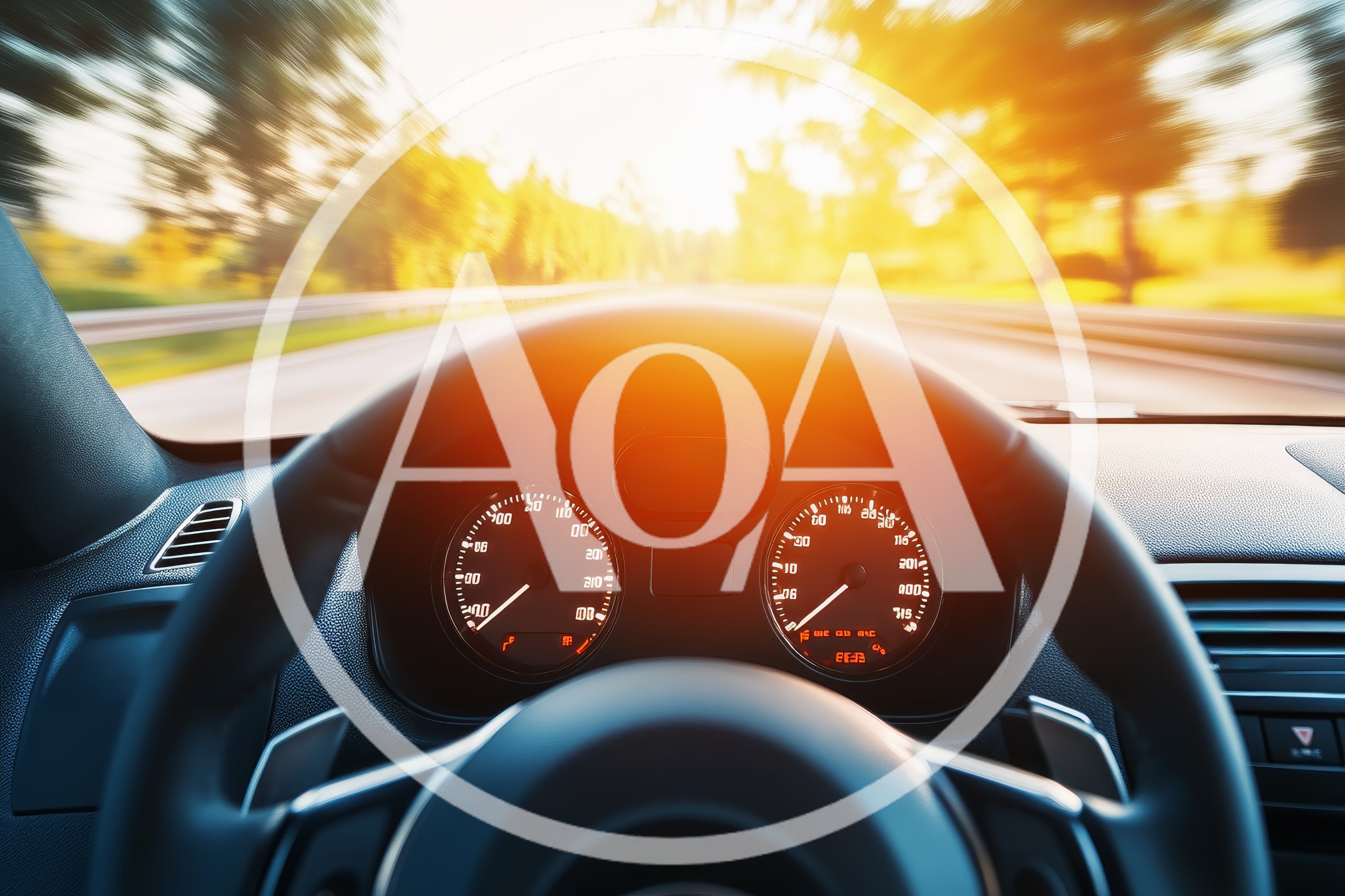 Driver Perspective Inside Car Moving Fast On Highway