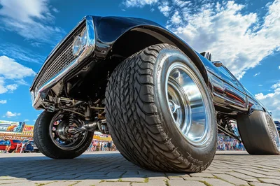 Low Angle View of Custom Modified Muscle Car