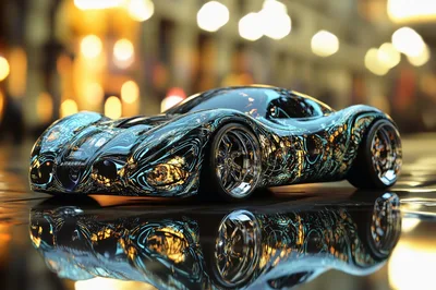 Futuristic Concept Sports Car With Intricate Glowing Patterns