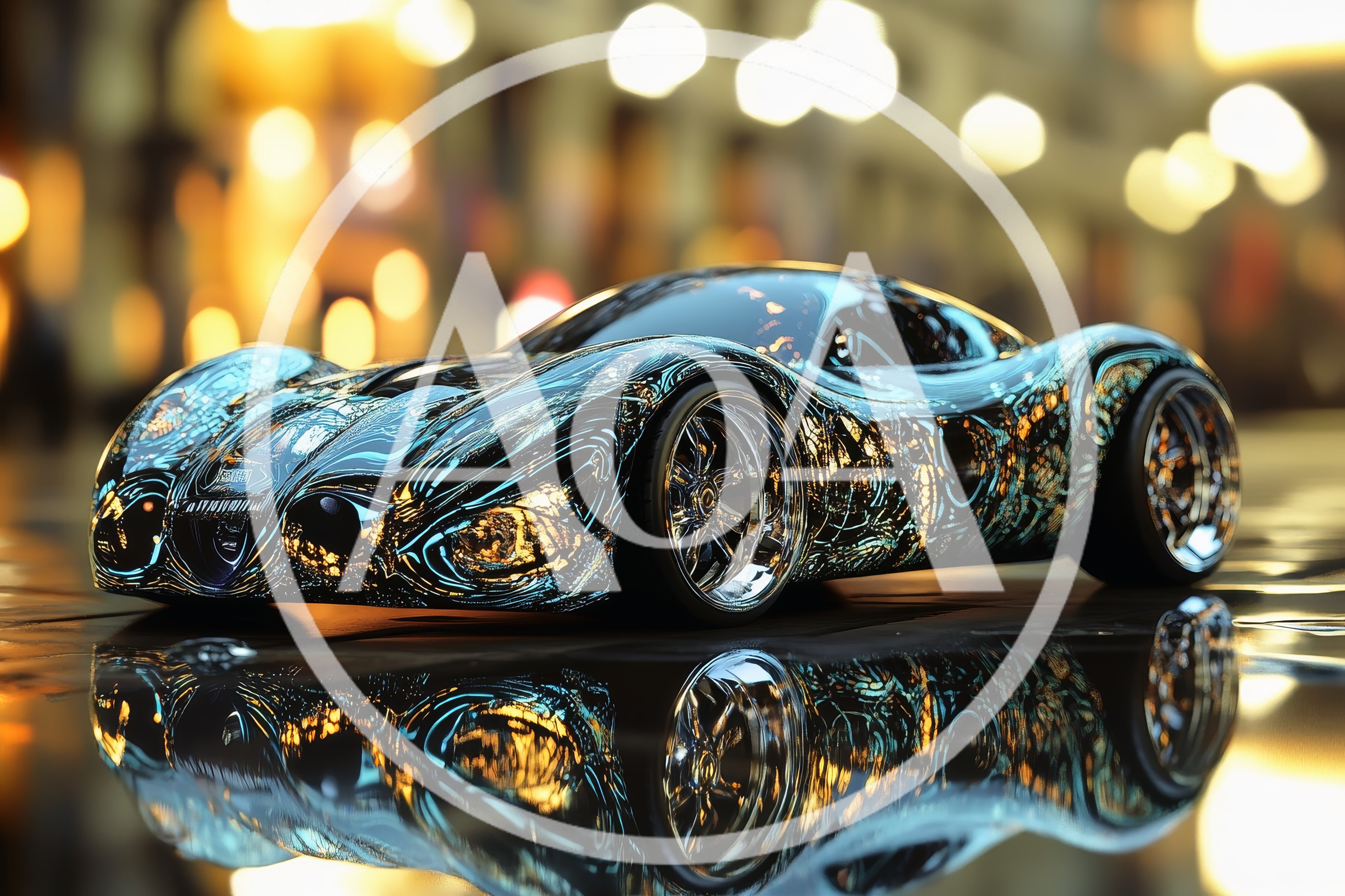 Futuristic Concept Sports Car With Intricate Glowing Patterns