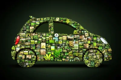 Car Silhouette Composed Of Nature And Landscape Photo Tiles