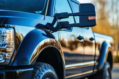 Close Up Of A Modern Black Pickup Truck
