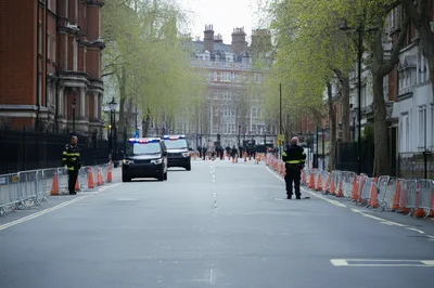 Police Officers Guarding A Secured London Street