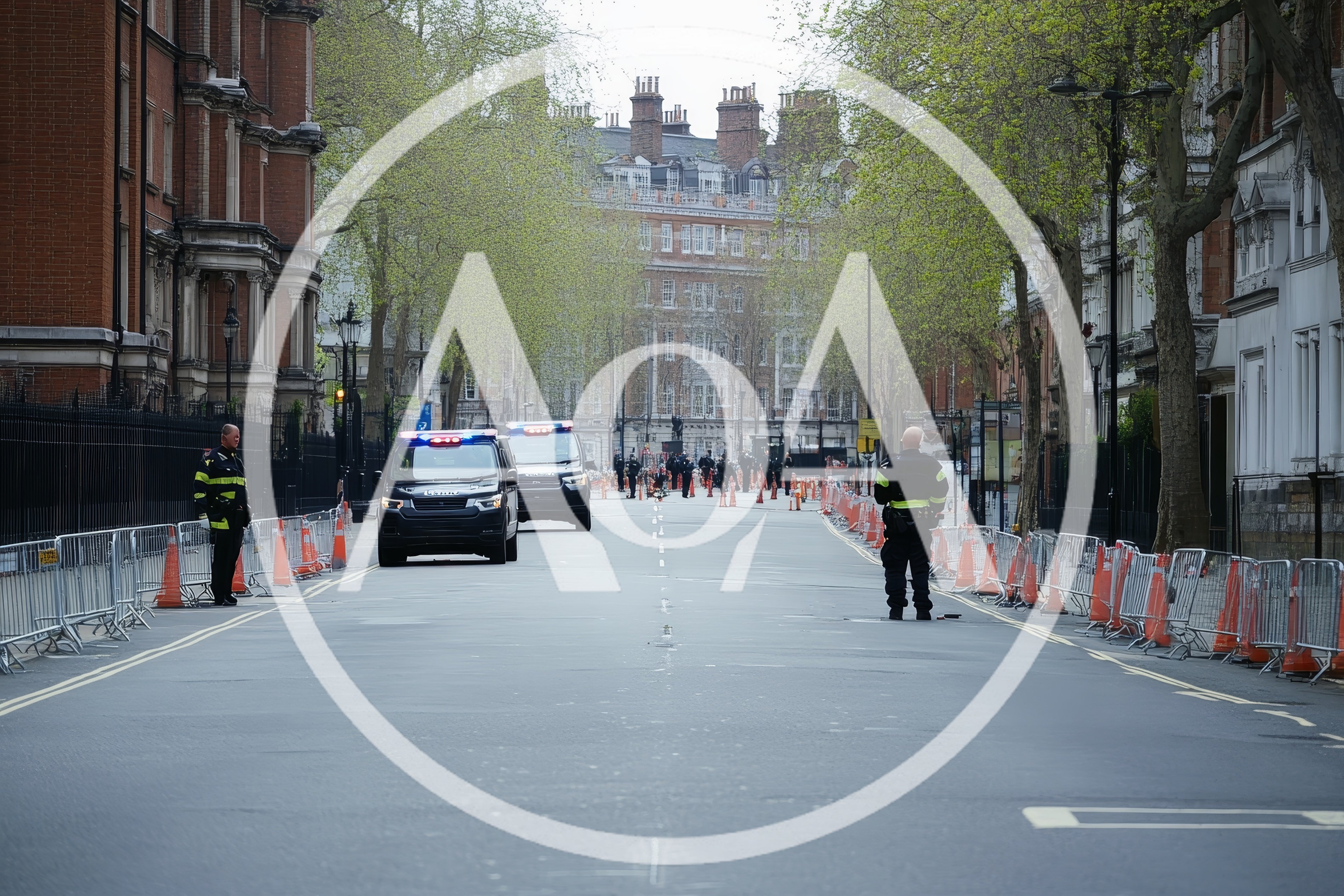 Police Officers Guarding A Secured London Street