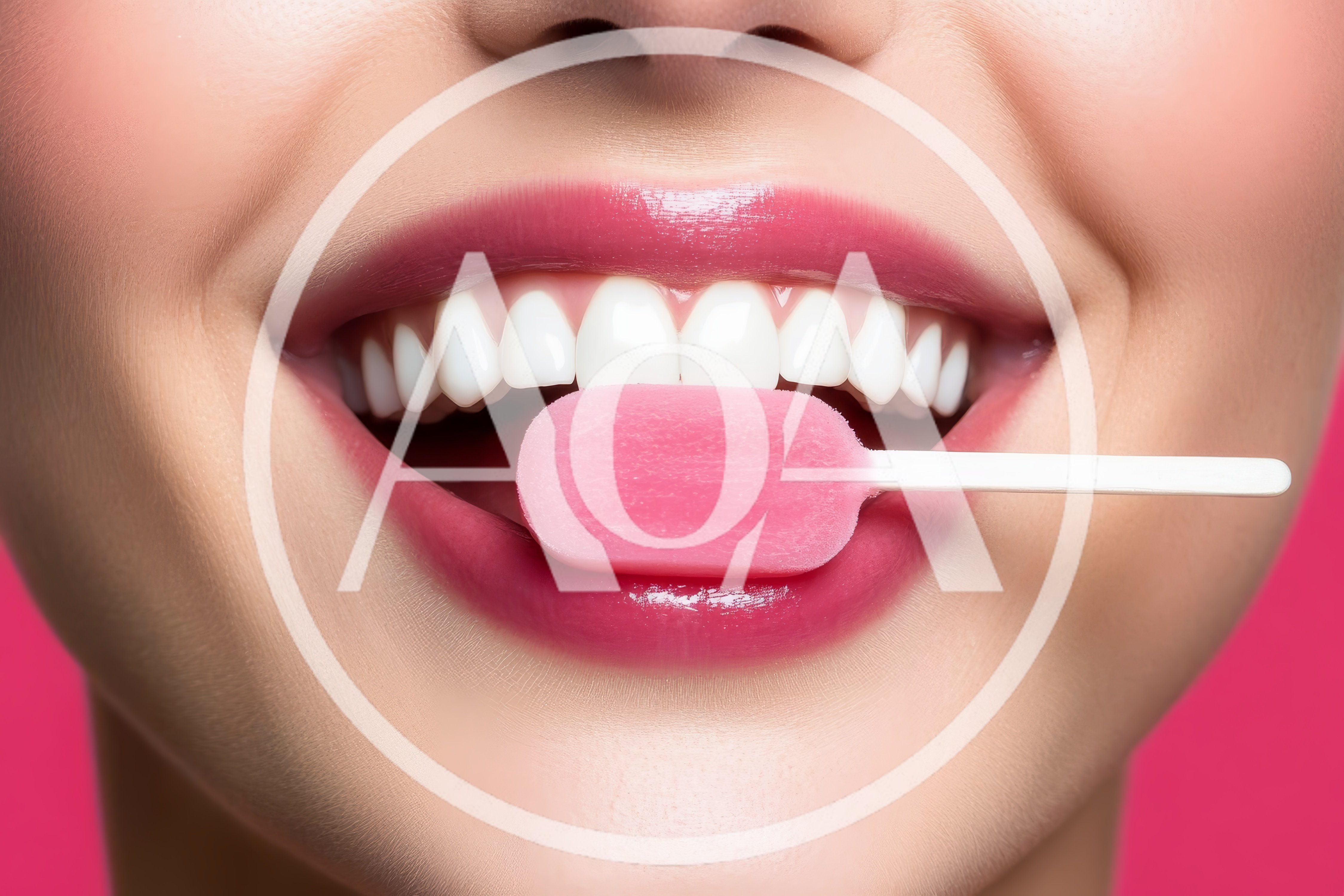 Close Up Of A Woman Holding A Pink Popsicle