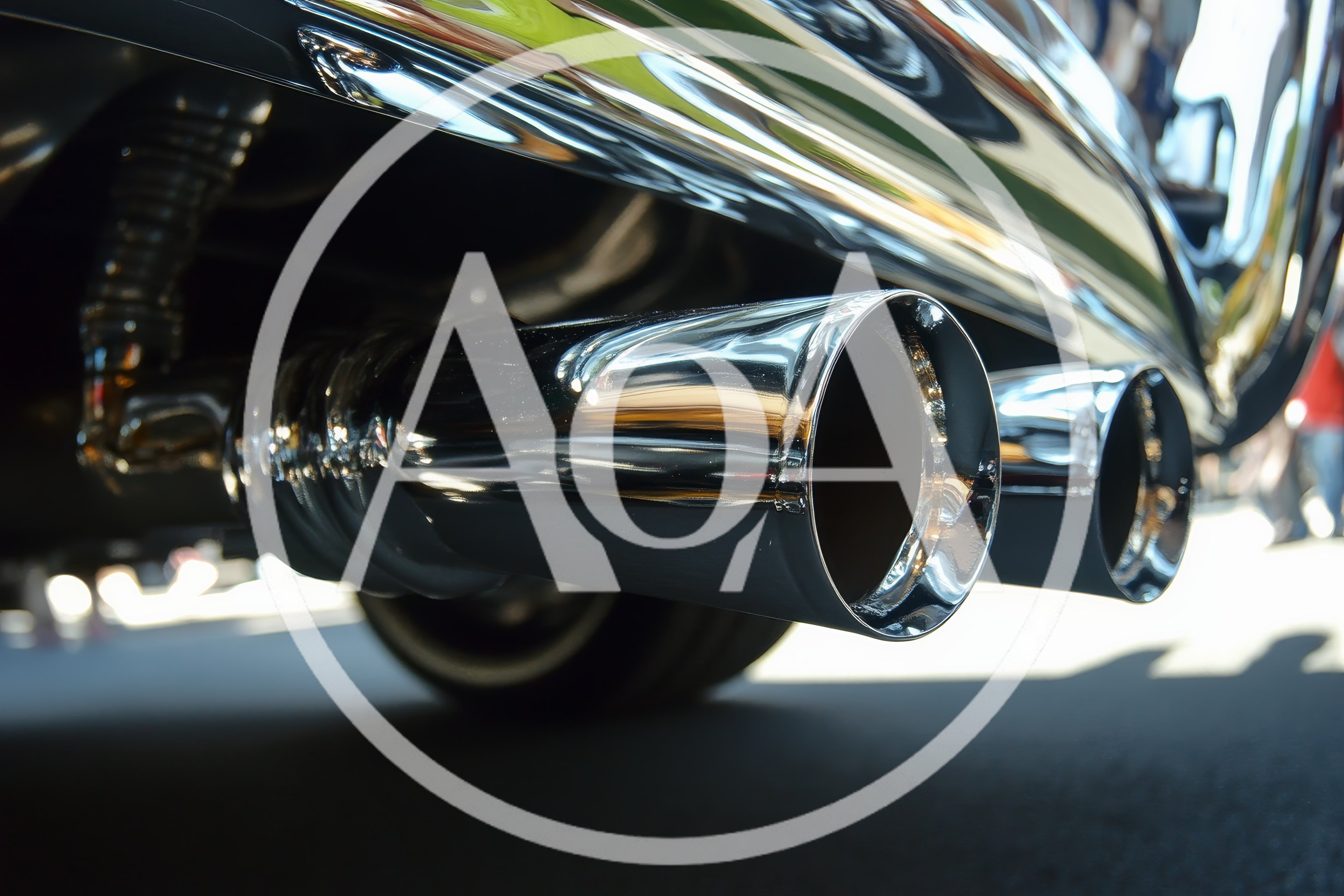 Chrome Dual Exhaust Pipes On A Custom Motorcycle