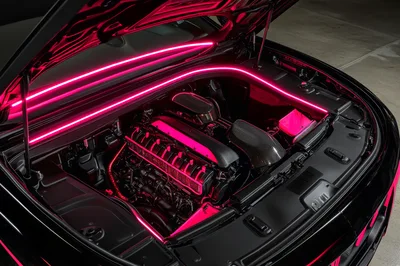 Customized High Performance Car Engine Bay With Neon Lighting