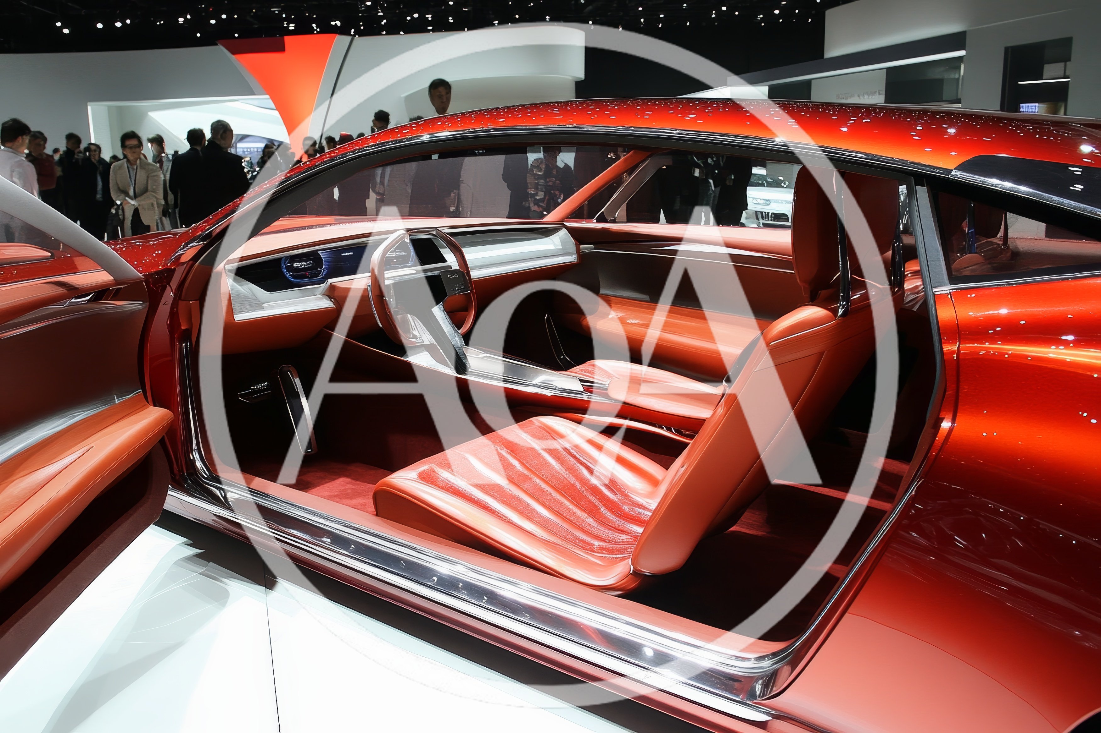 Futuristic Red Concept Car Interior Display