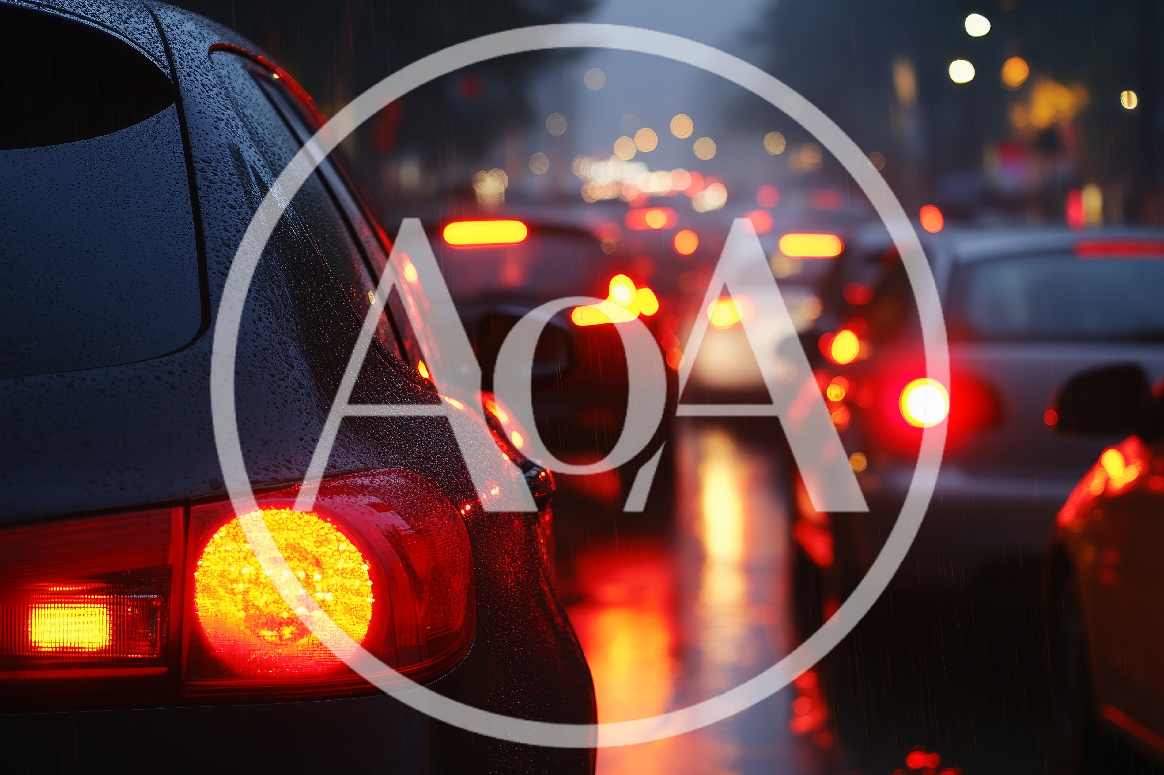Traffic Jam During Heavy Rain at Night