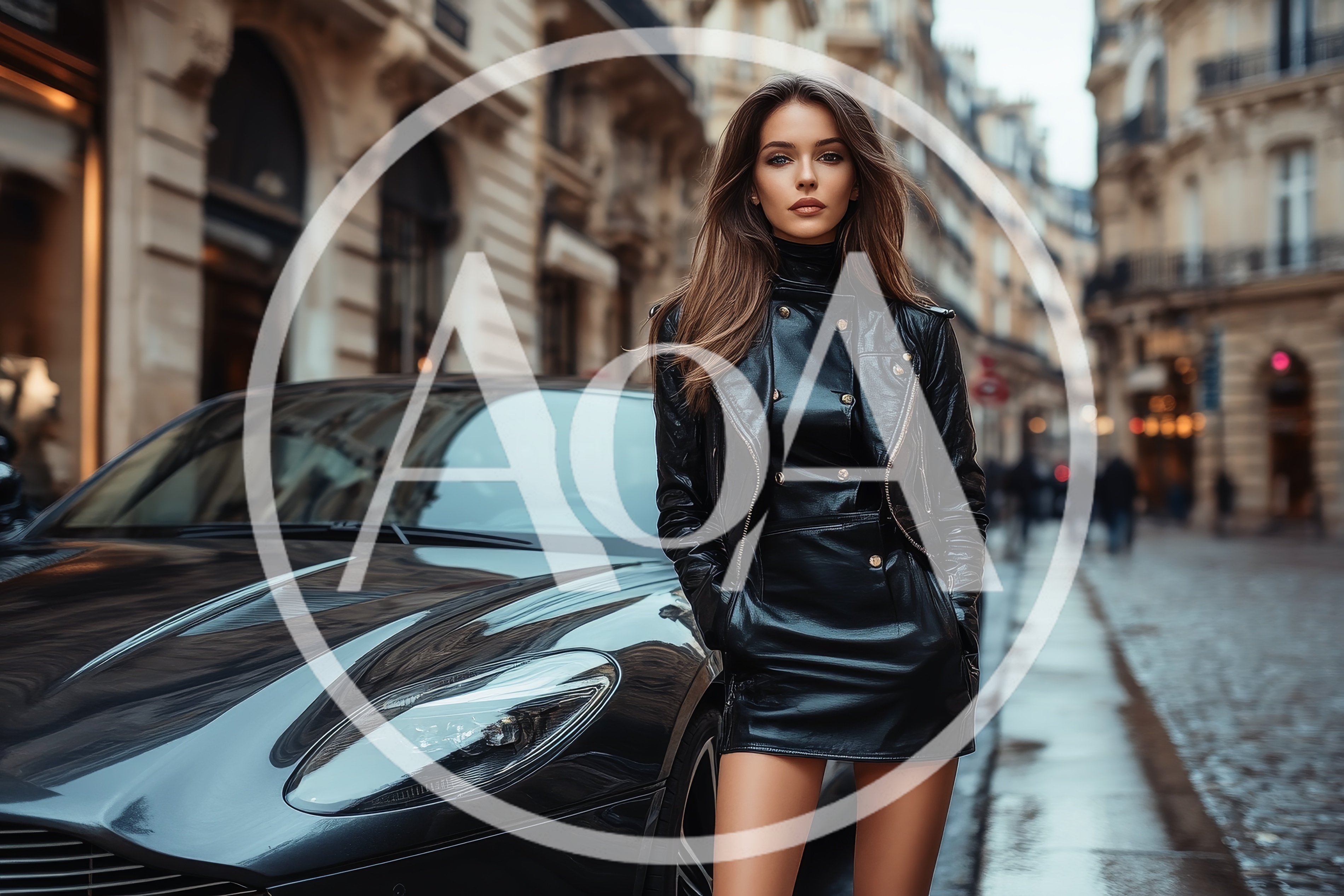 Stylish Woman Posing Next To Luxury Sports Car