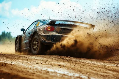Rally Car Drifting Through Dirt Track