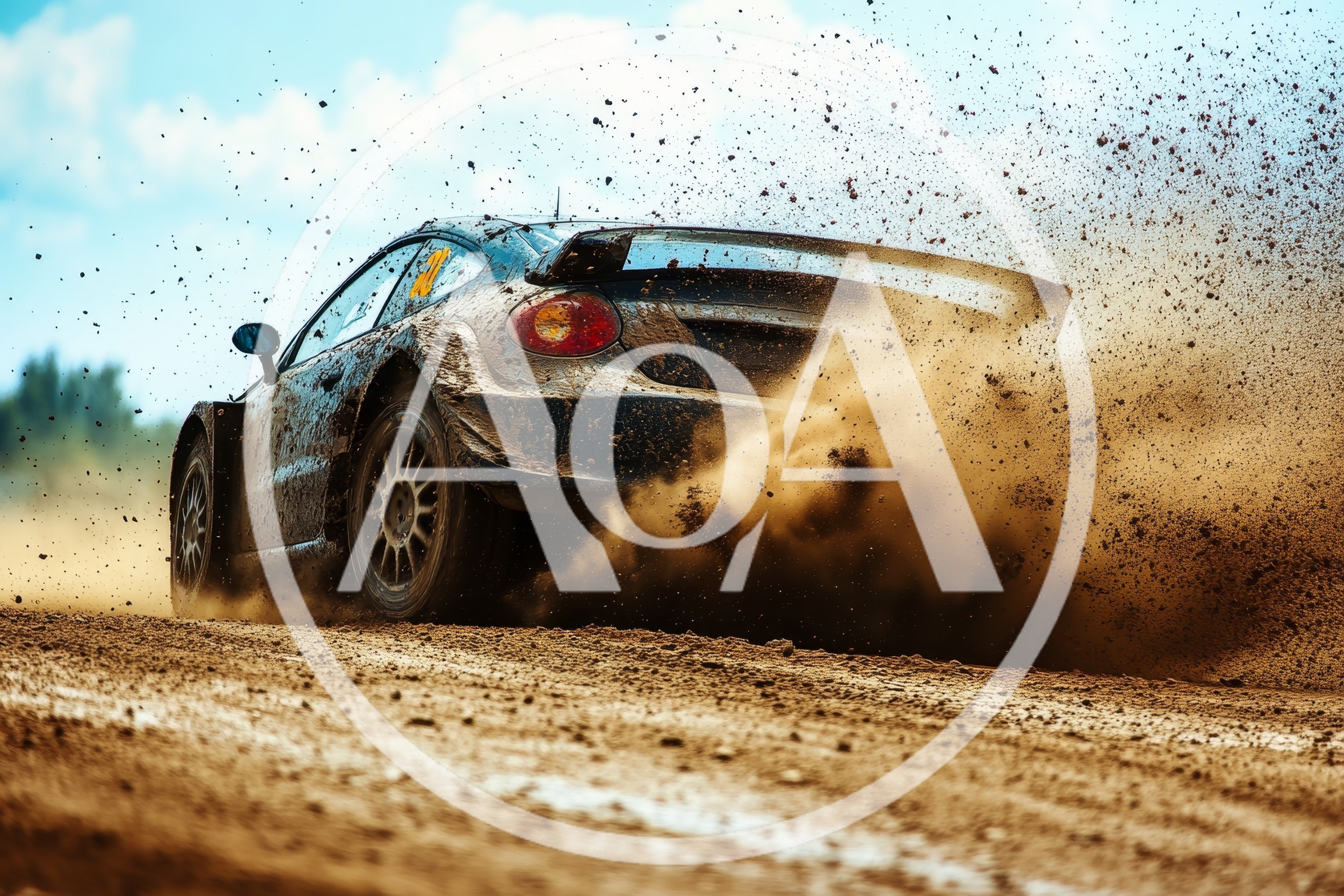 Rally Car Drifting Through Dirt Track