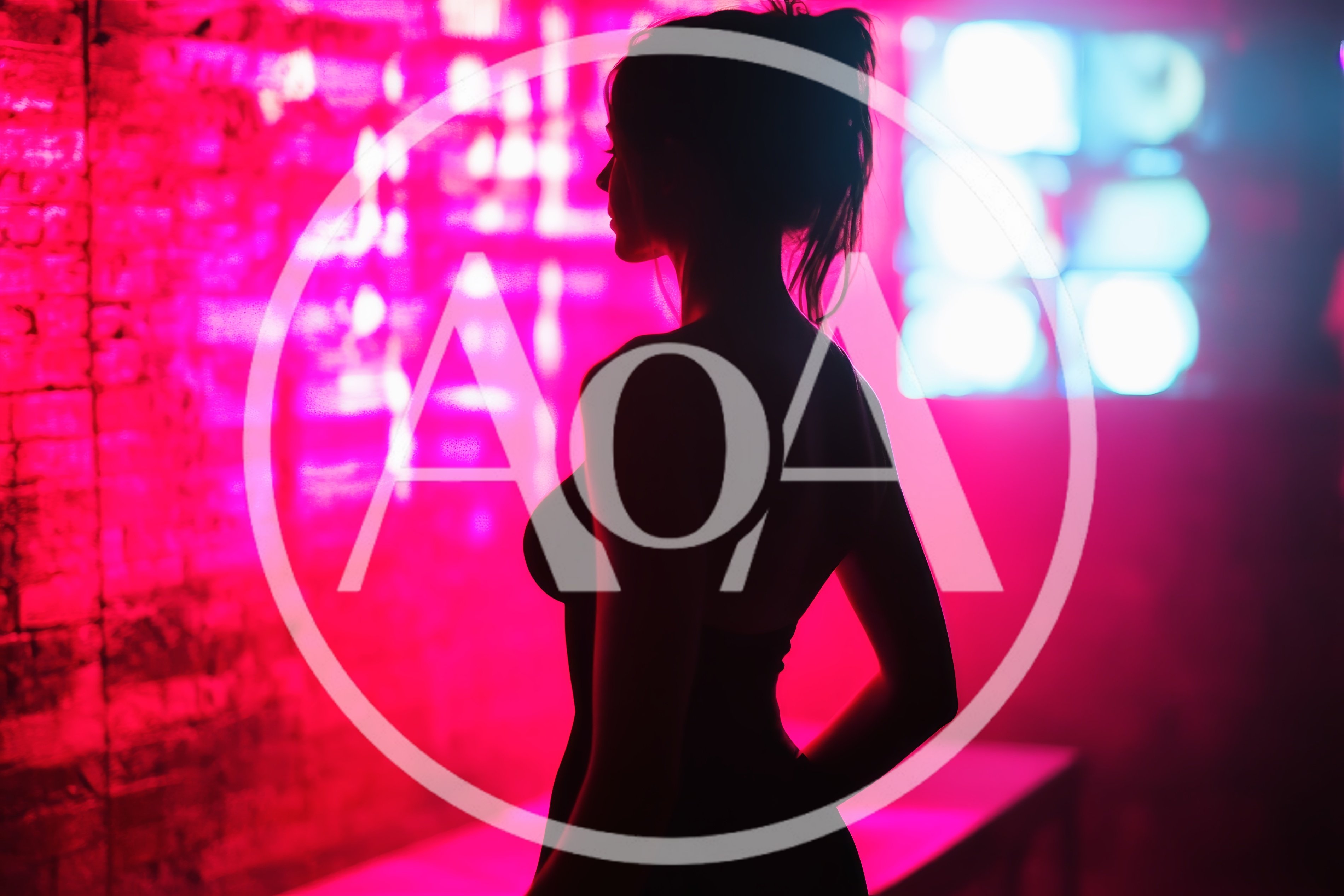 Silhouette Of A Woman In Neon Pink Lighting