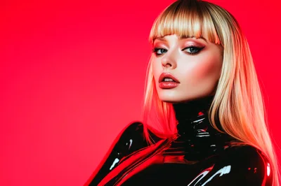 Portrait Of A Blonde Woman In Latex Clothing