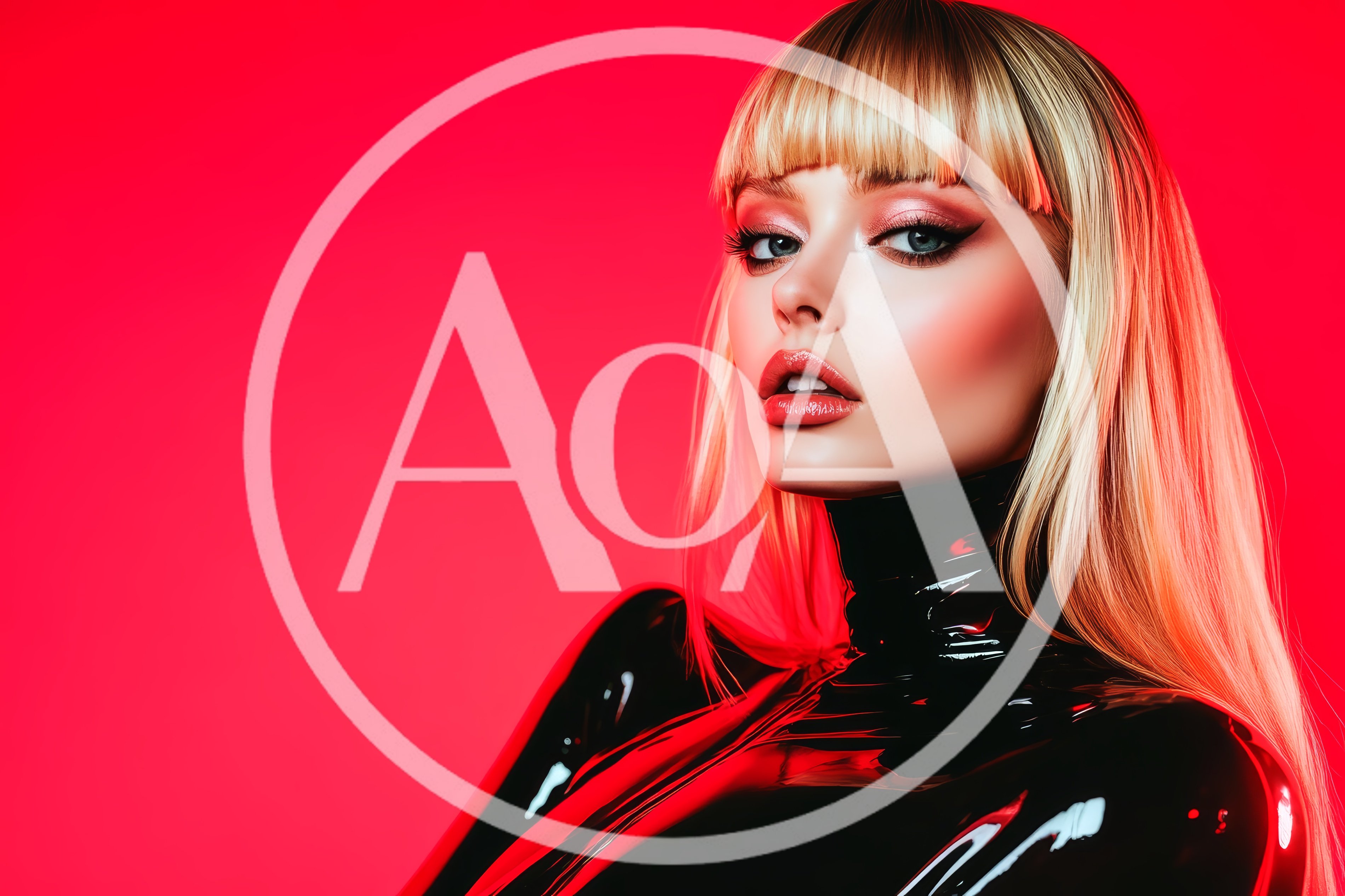 Portrait Of A Blonde Woman In Latex Clothing