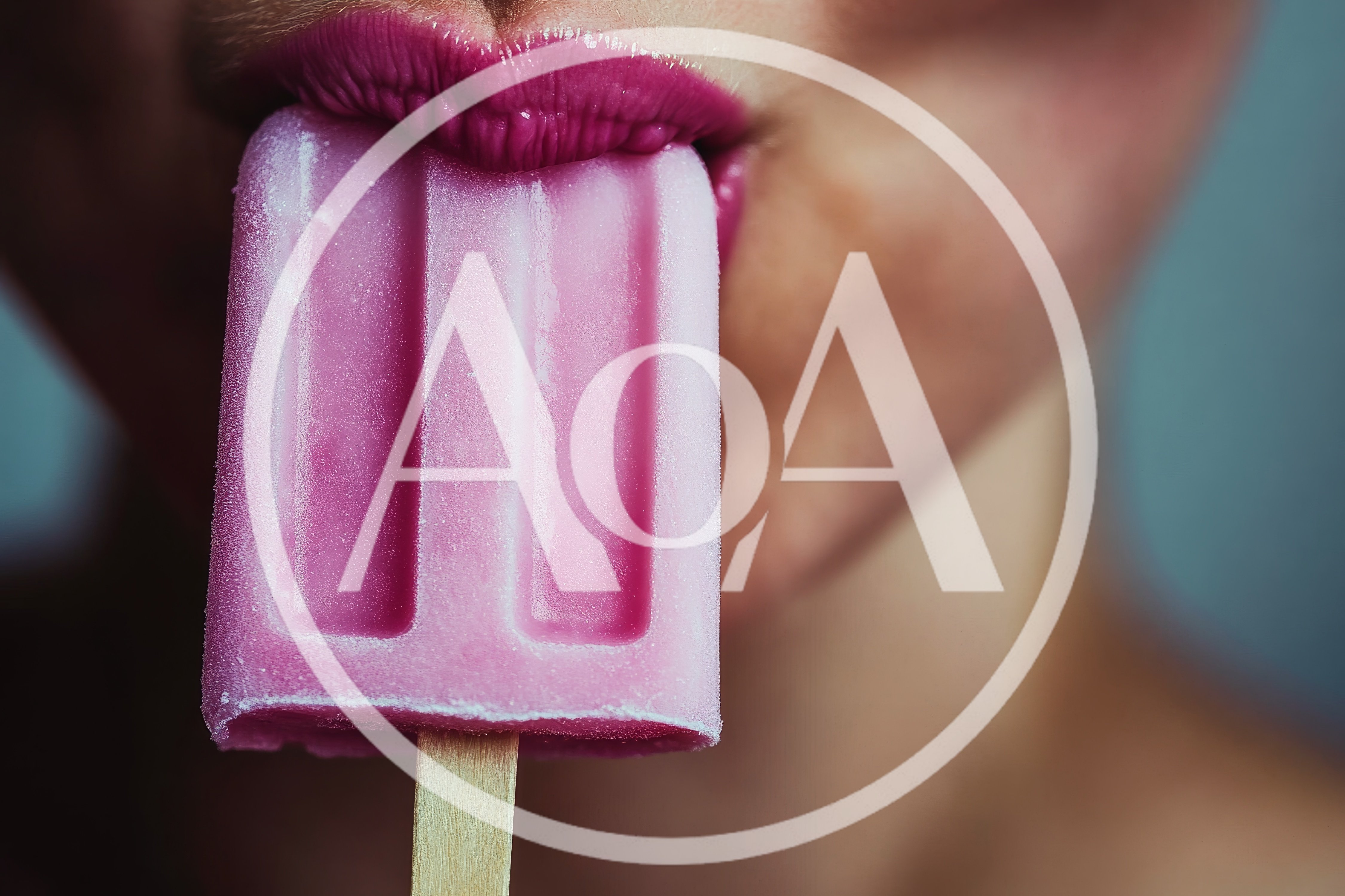 Close Up Of Woman Eating Pink Popsicle