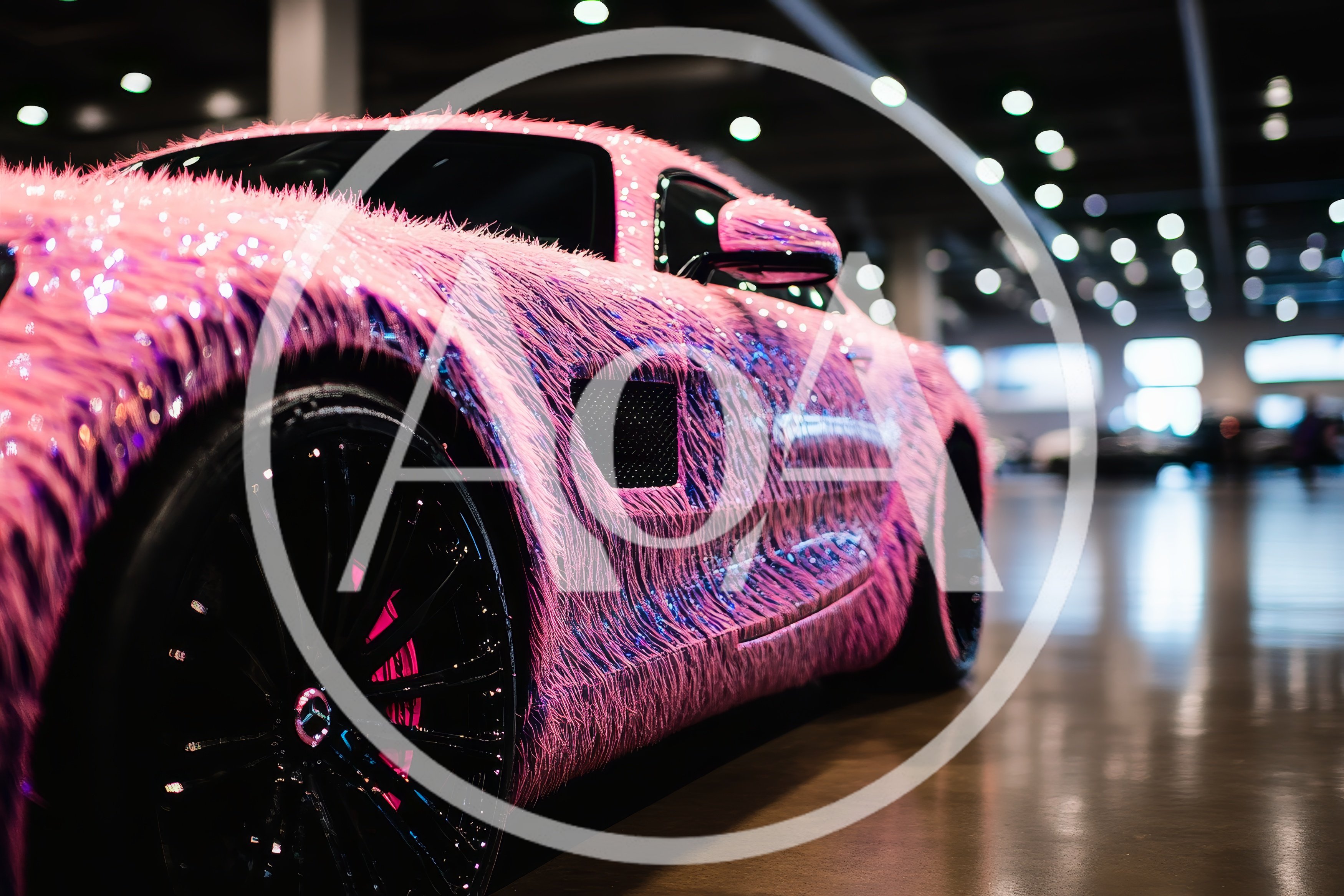 Pink Furry Mercedes Benz Sports Car