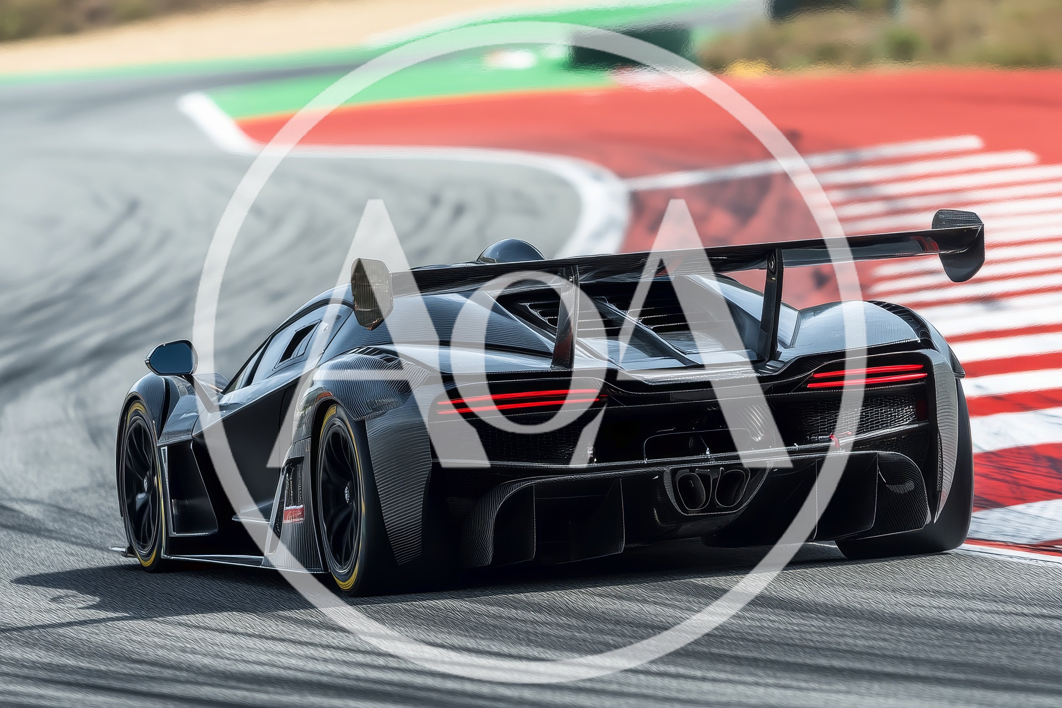 Black Supercar Cornering On A Professional Race Track